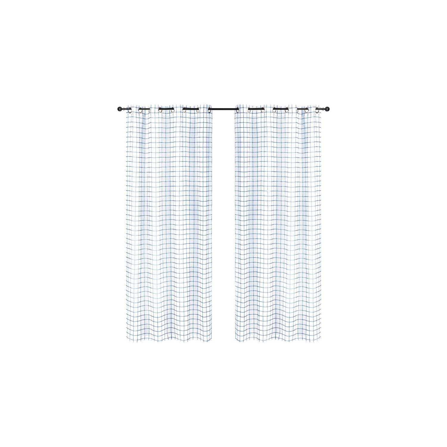 Safdie & Co. – Rideau sans plis à carreaux, 84 po de long, bleu marine