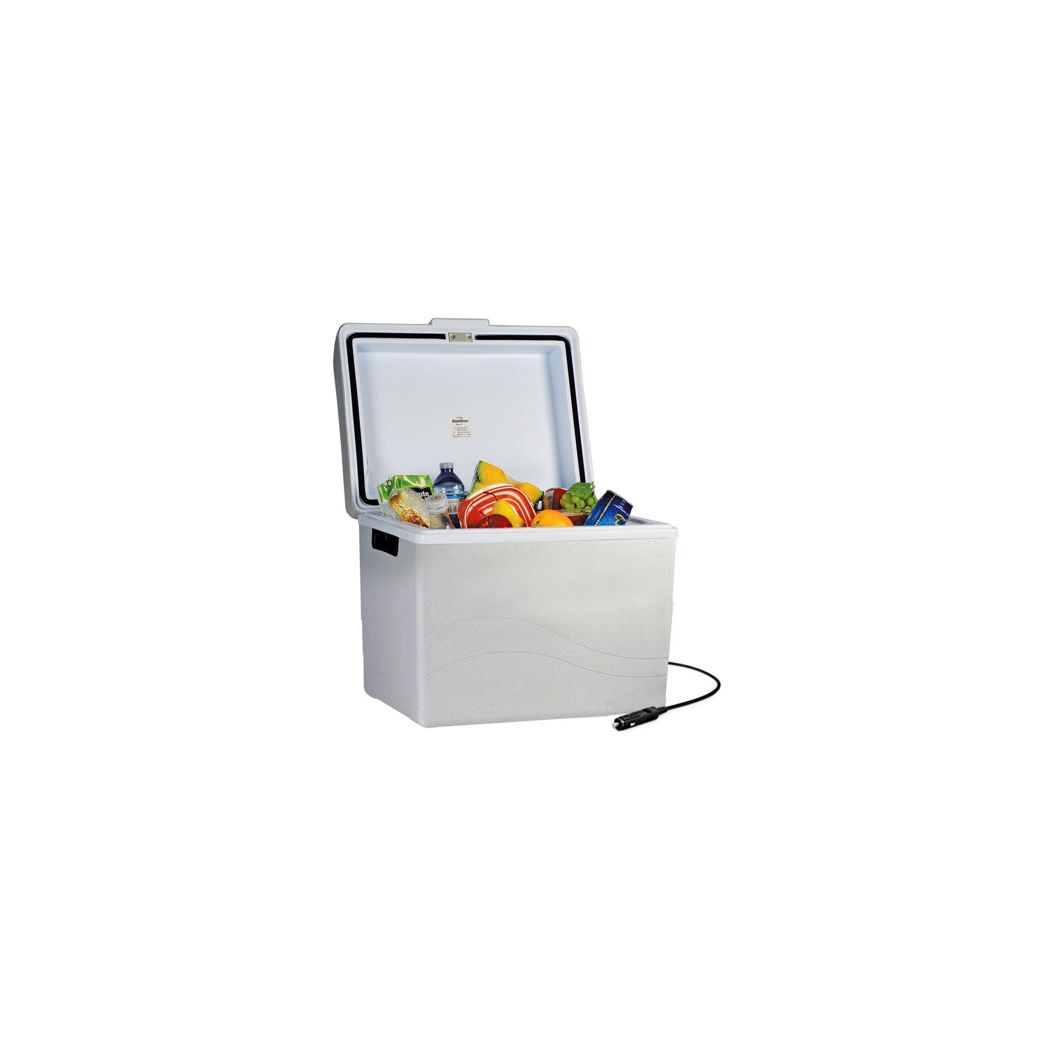 Koolatron Thermoelectric Iceless 12 Volt Cooler Warmer 45 qt, Electric Portable Car Cooler with DC Plug, Grey and White, for Travel Camping Fishing