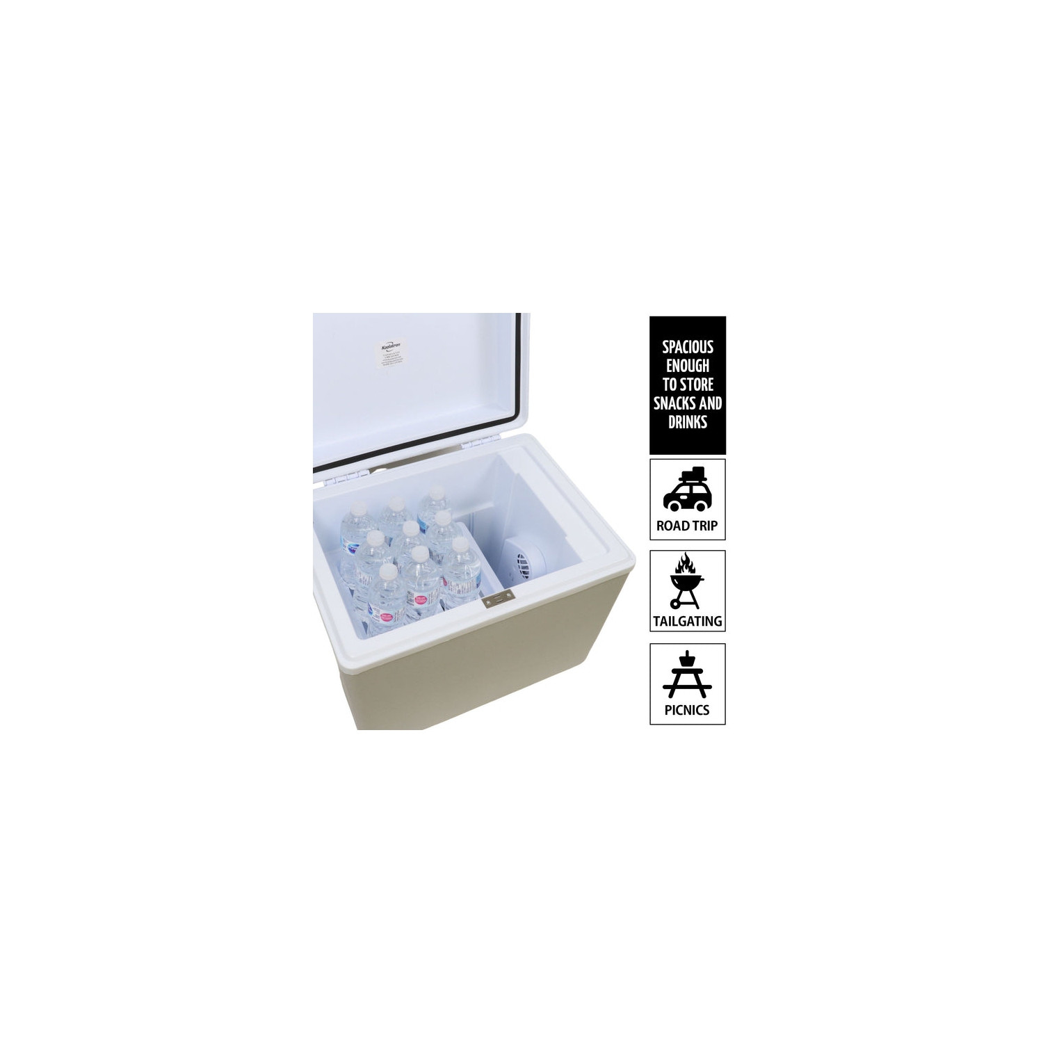 Koolatron Thermoelectric Iceless 12 Volt Cooler Warmer 45 qt, Electric Portable Car Cooler with DC Plug, Grey and White, for Travel Camping Fishing