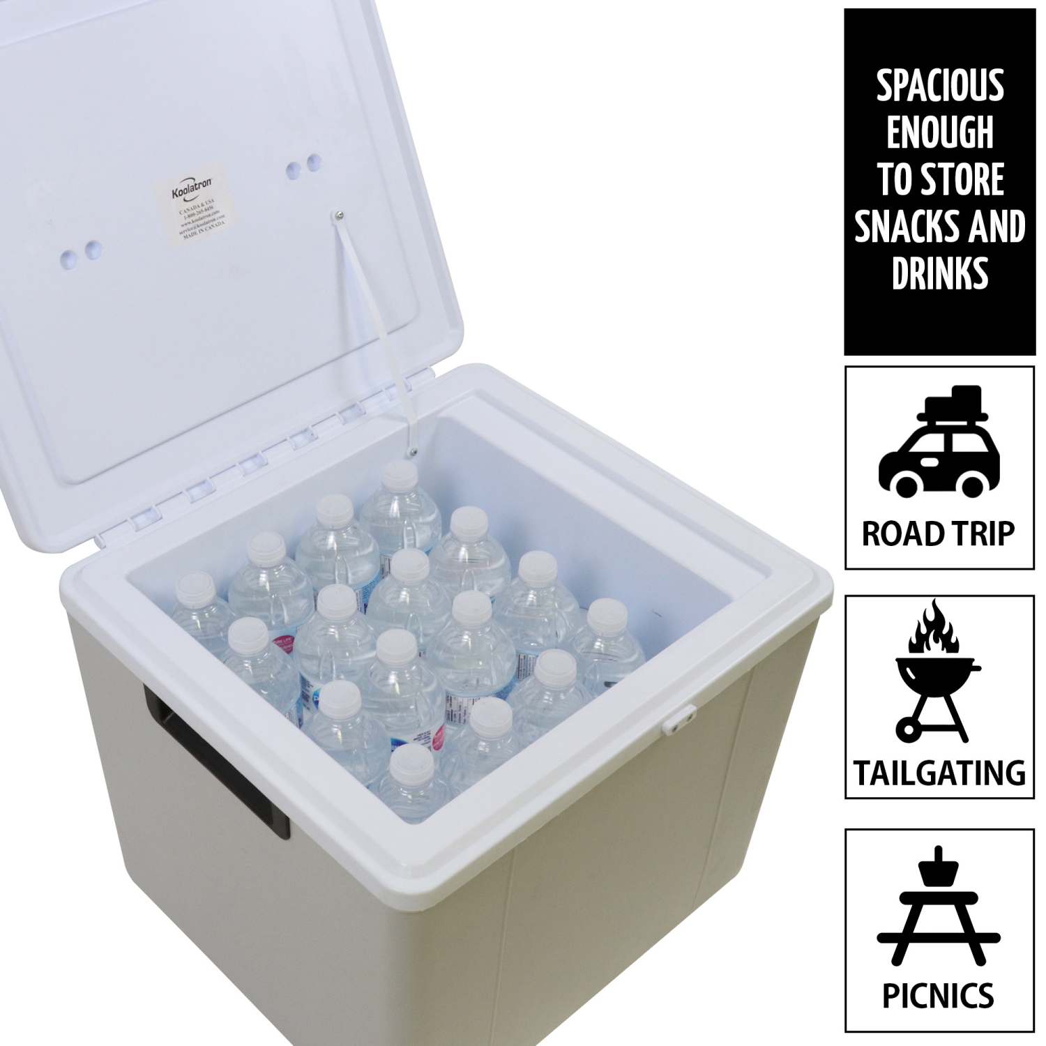 Koolatron Portable Iceless 12V Cooler/Warmer, 27L Thermoelectric Car Fridge, 12 Volt DC (5 Amps/60 Watts) Power Cord, Gray, Travel, Road Trips,