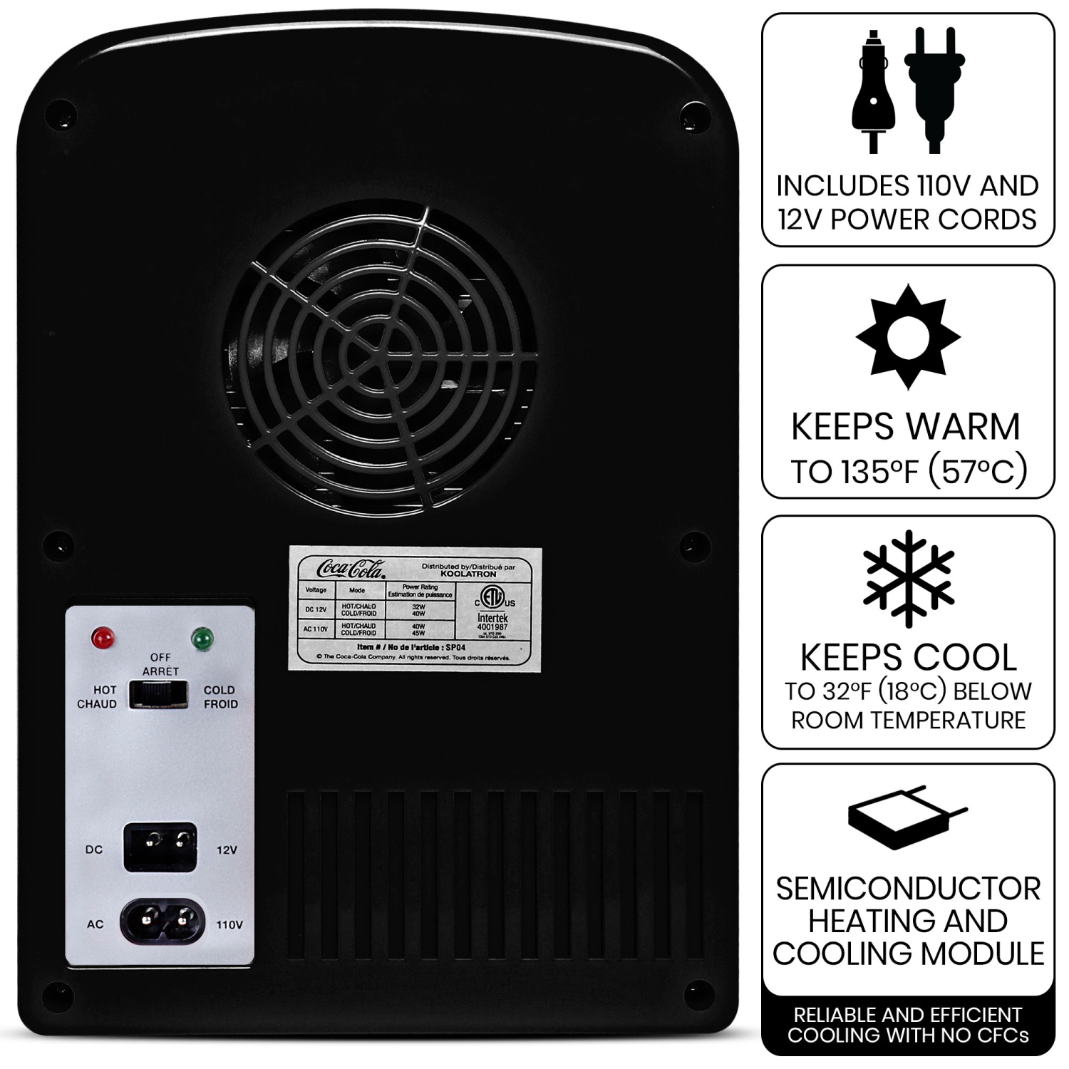 Refroidisseur/réchaud portatif Coca-Cola Coke Zero de 4 L, réfrigérateur de voyage personnel compact pour les collations, boissons pour lunch