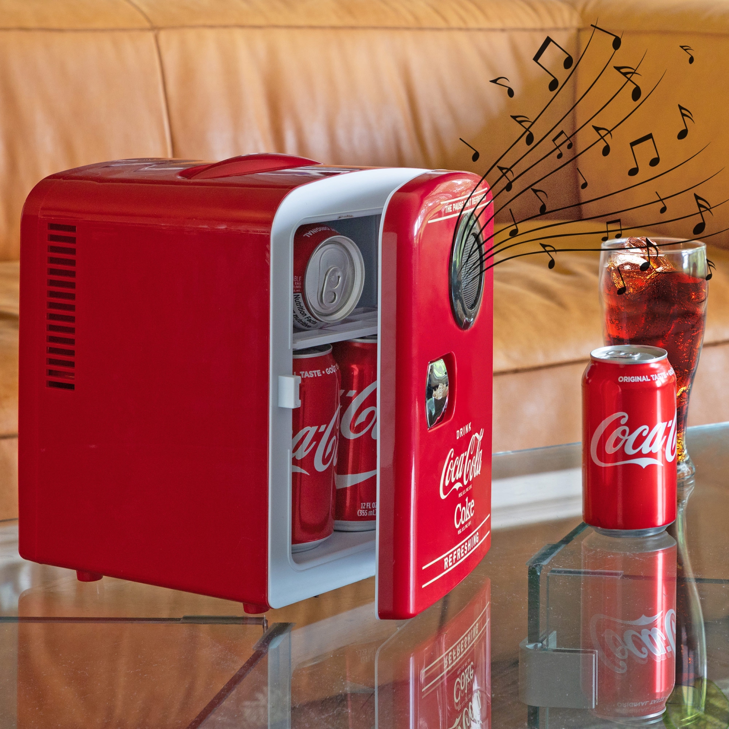 Coca-Cola – refroidisseur/réchauffeur portatif de 4 l avec haut-parleur Bluetooth, réfrigérateur personnel compact avec haut-parleur sans fil