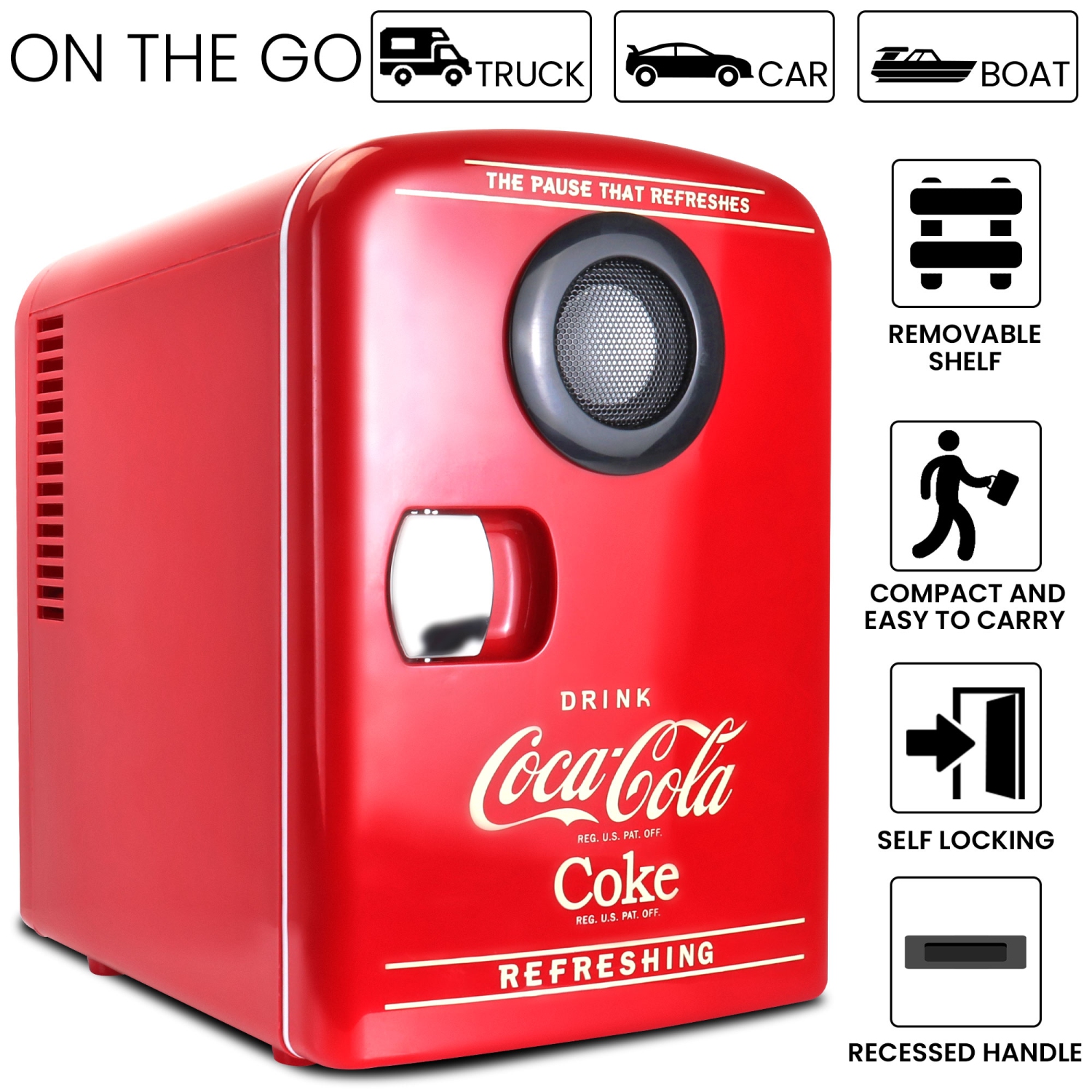 Coca-Cola – refroidisseur/réchauffeur portatif de 4 l avec haut-parleur Bluetooth, réfrigérateur personnel compact avec haut-parleur sans fil