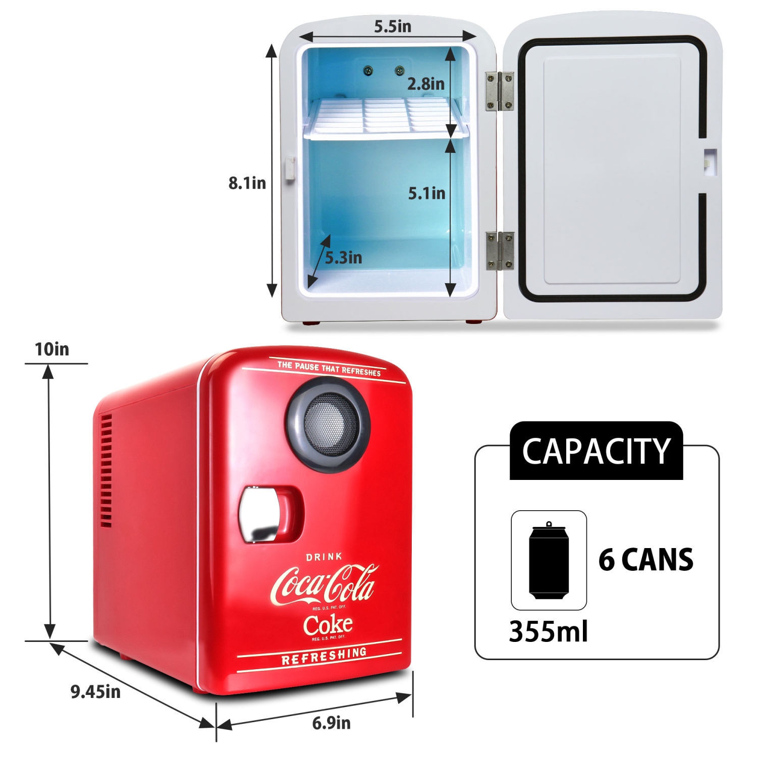 Coca-Cola – refroidisseur/réchauffeur portatif de 4 l avec haut-parleur Bluetooth, réfrigérateur personnel compact avec haut-parleur sans fil