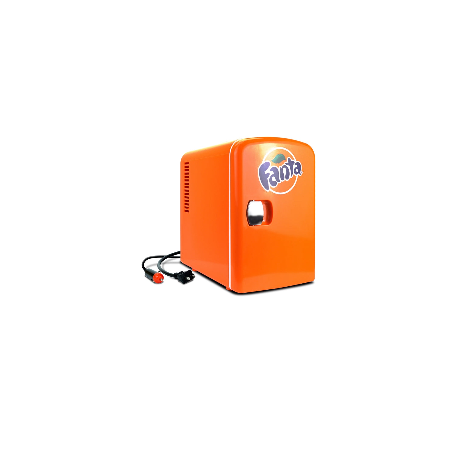 Coca-Cola Fanta 4L Cooler/Warmer w/ 12V DC and 110V AC Cords, 6 Can Portable Mini Fridge, Orange