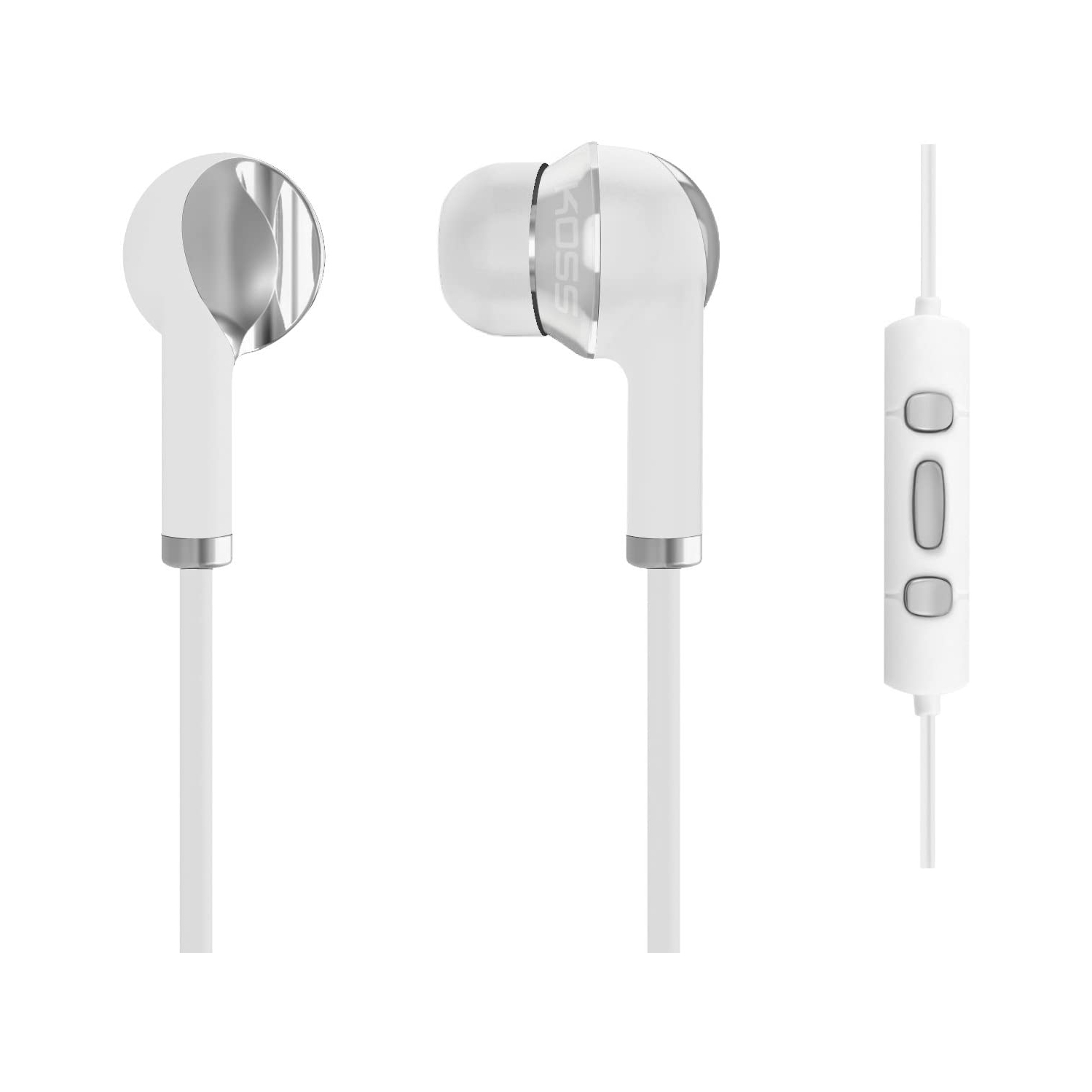 Koss Earbud Noise Isolating 3.5mm Cast & Machined Aluminum Enclosure Touch Control Inline iL200w - White