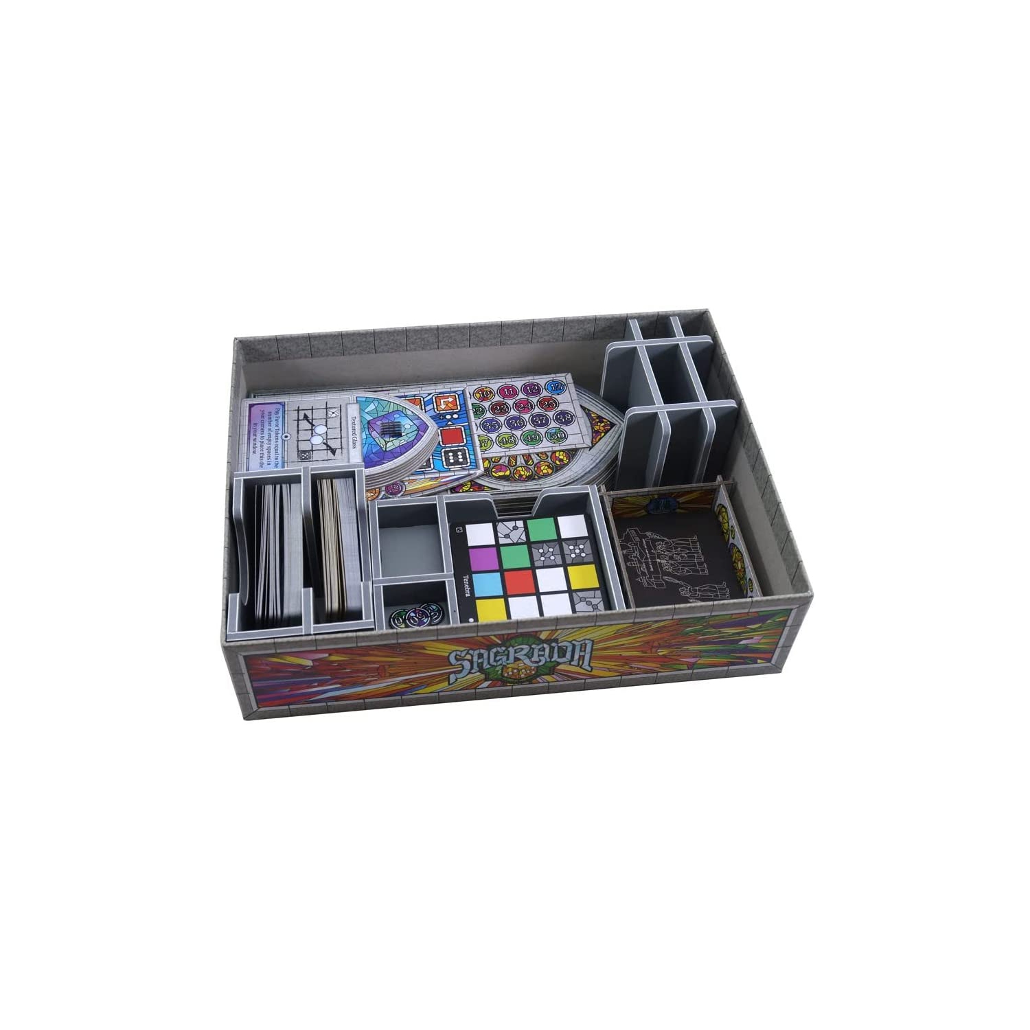 Sagrada pliée et extensions de la boîte de jeu de société