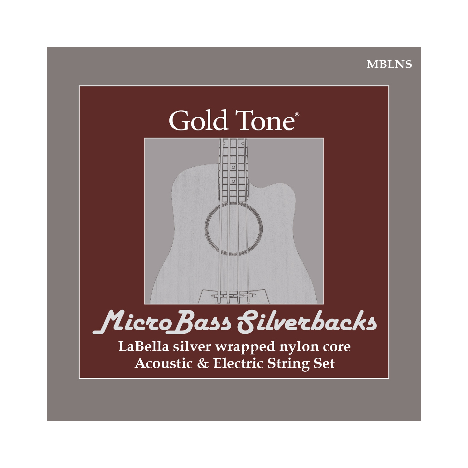 Gold Tone Microbass ''Silverbacks'' Silver-Wrapped Nylon Strings 49-115