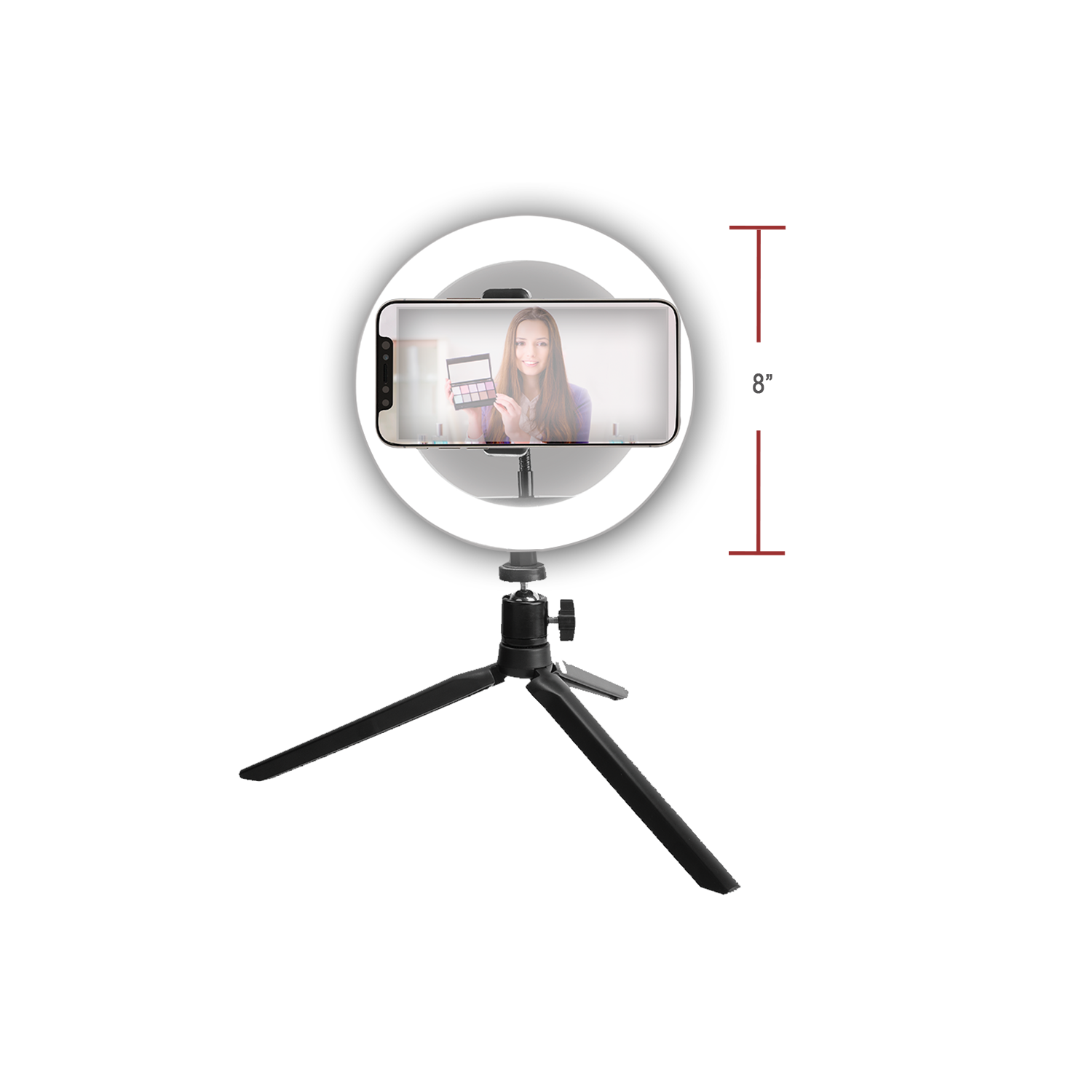 Vivitar 8 Inch LED Ring Light Dimmable Lamp for Iphone Smartphone with Tripod Mount Stand