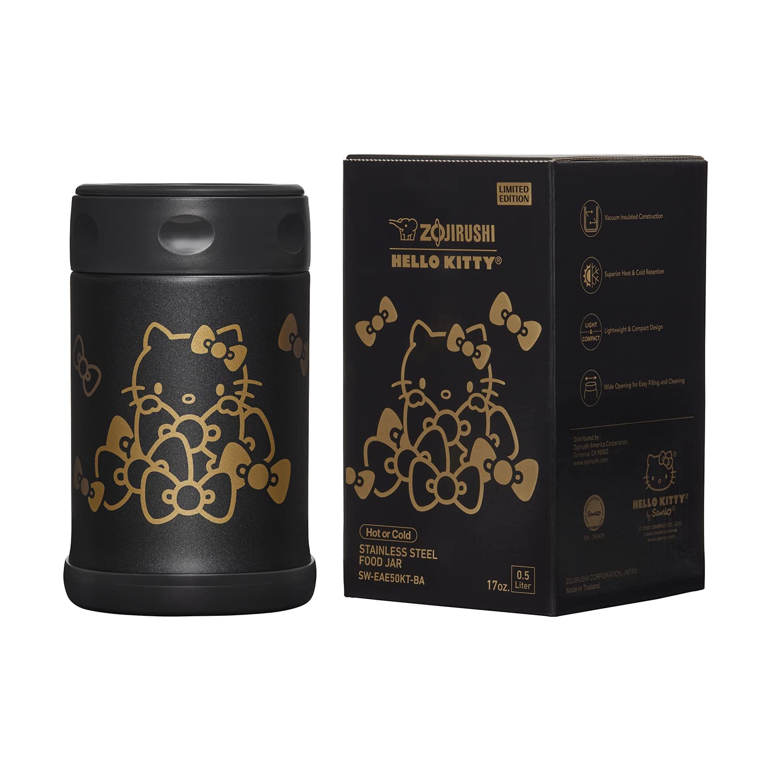 Zojirushi x HELLO KITTY® Stainless Steel Food Jar SW-EAE50KT(BA) - Black