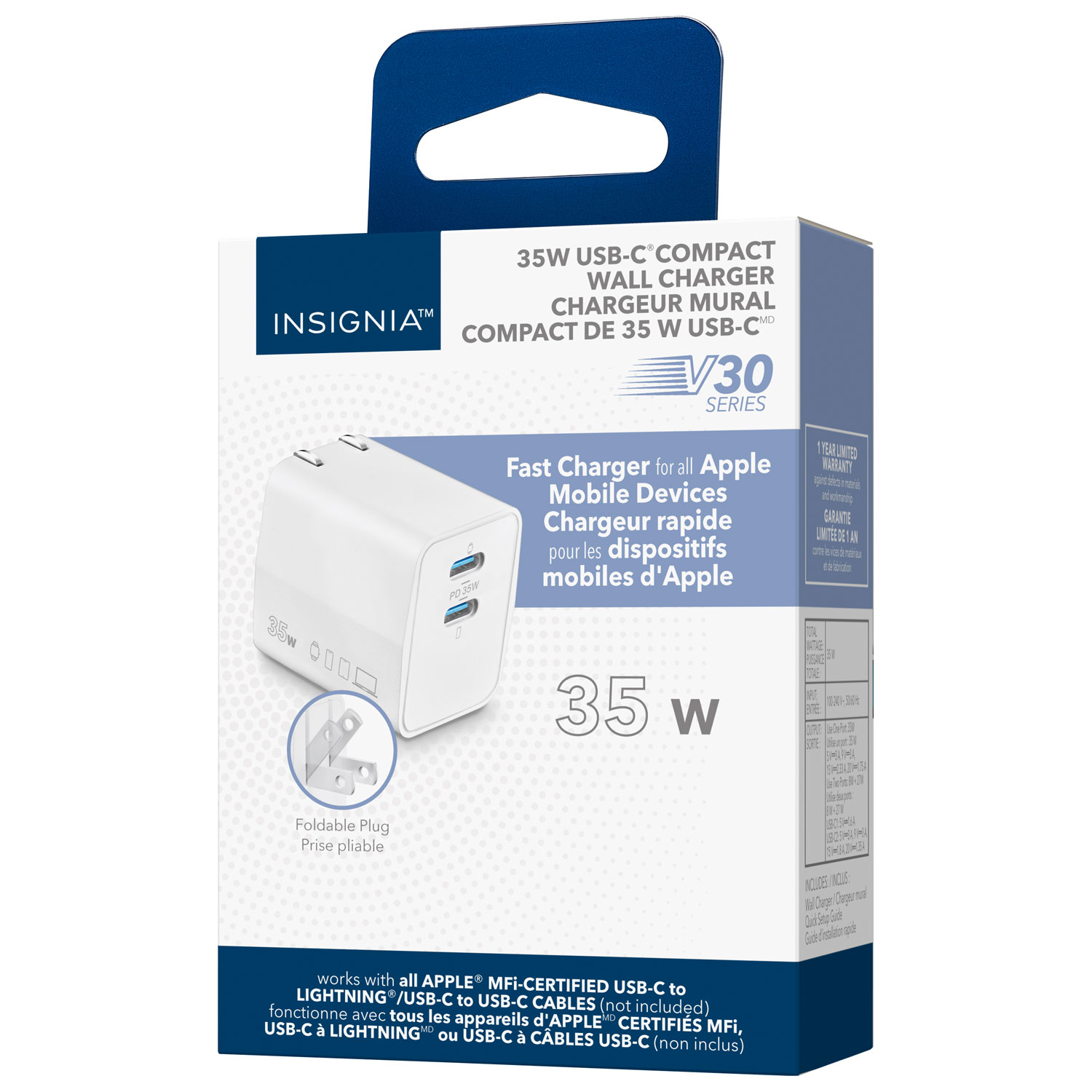 Chargeur mural à deux ports USB 35 W d'Insignia - Blanc - Exclusivité de Best Buy