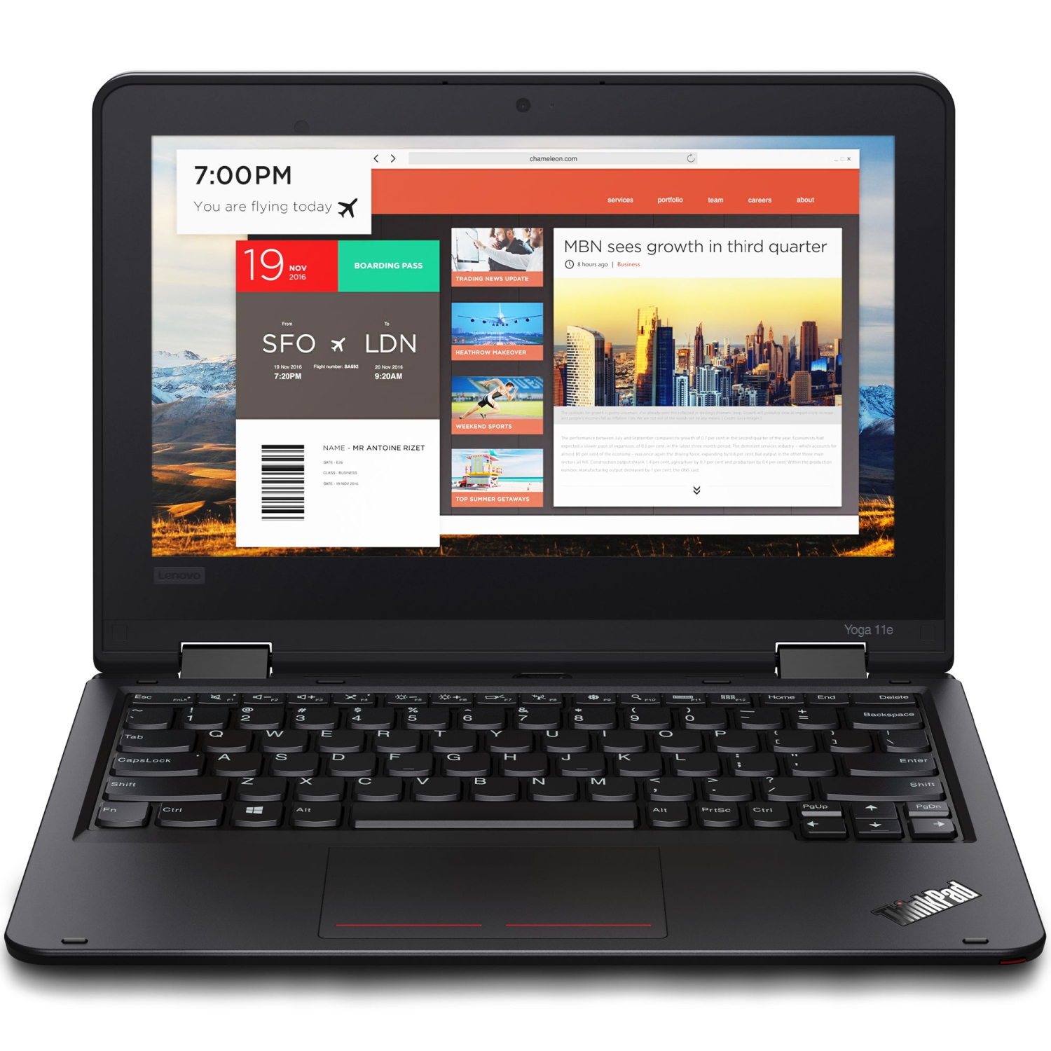Lenovo ThinkPad 11e Yoga Gen 6 Intel Laptop, 11.6" IPS Touch LED Backlight, m3-8100Y, UHD Graphics 615, 4GB, 256GB