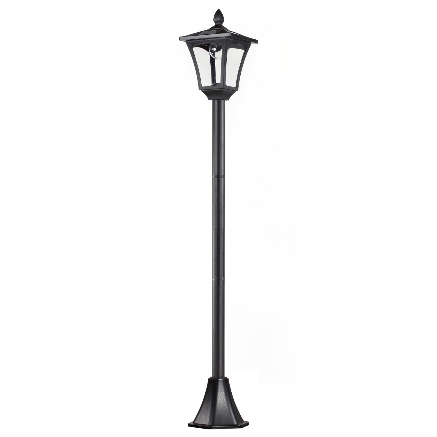 Outsunny Outdoor Garden Solar Post Lamp, Light Sensor Dimmable LED Lantern Bollard Pathway 63" Tall, Black