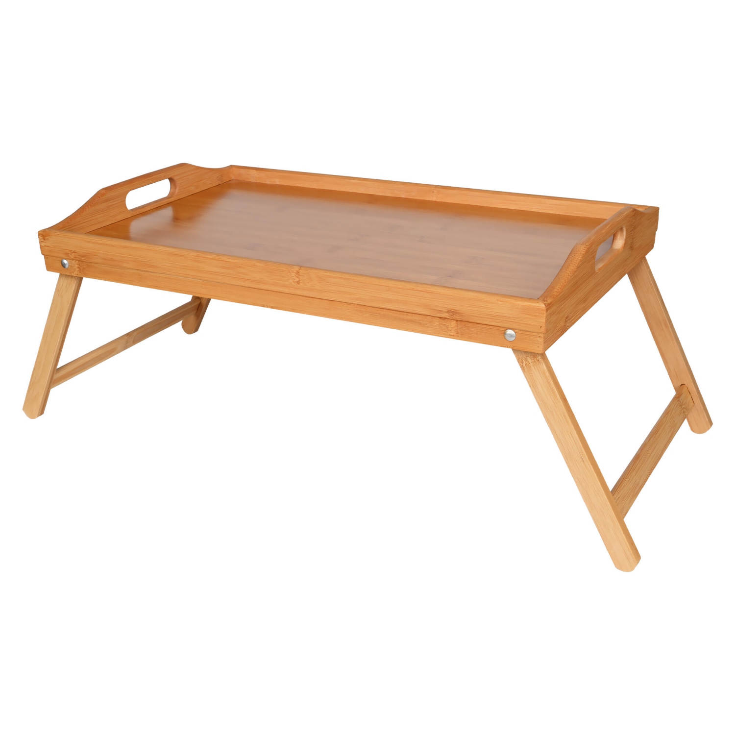 Bamboo Breakfast Bed Tray Table with Handles,Foldable Serving Portable Laptop Tray for Eating and Working