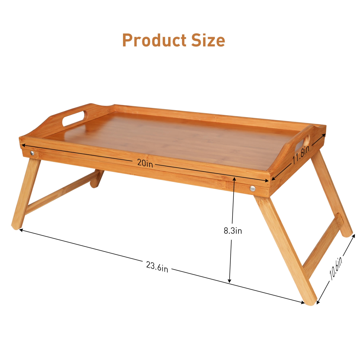 Bamboo Breakfast Bed Tray Table with Handles,Foldable Serving Portable Laptop Tray for Eating and Working