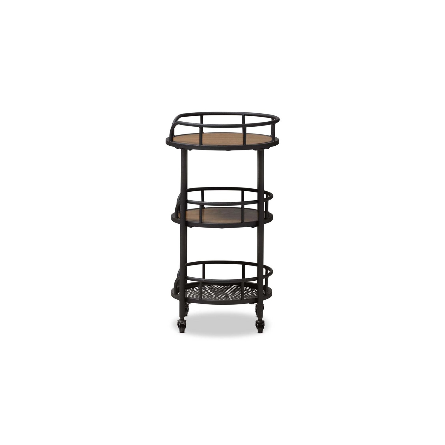 Baxton Studio Bristol 3 Tier Metal Mobile Serving Cart in Black