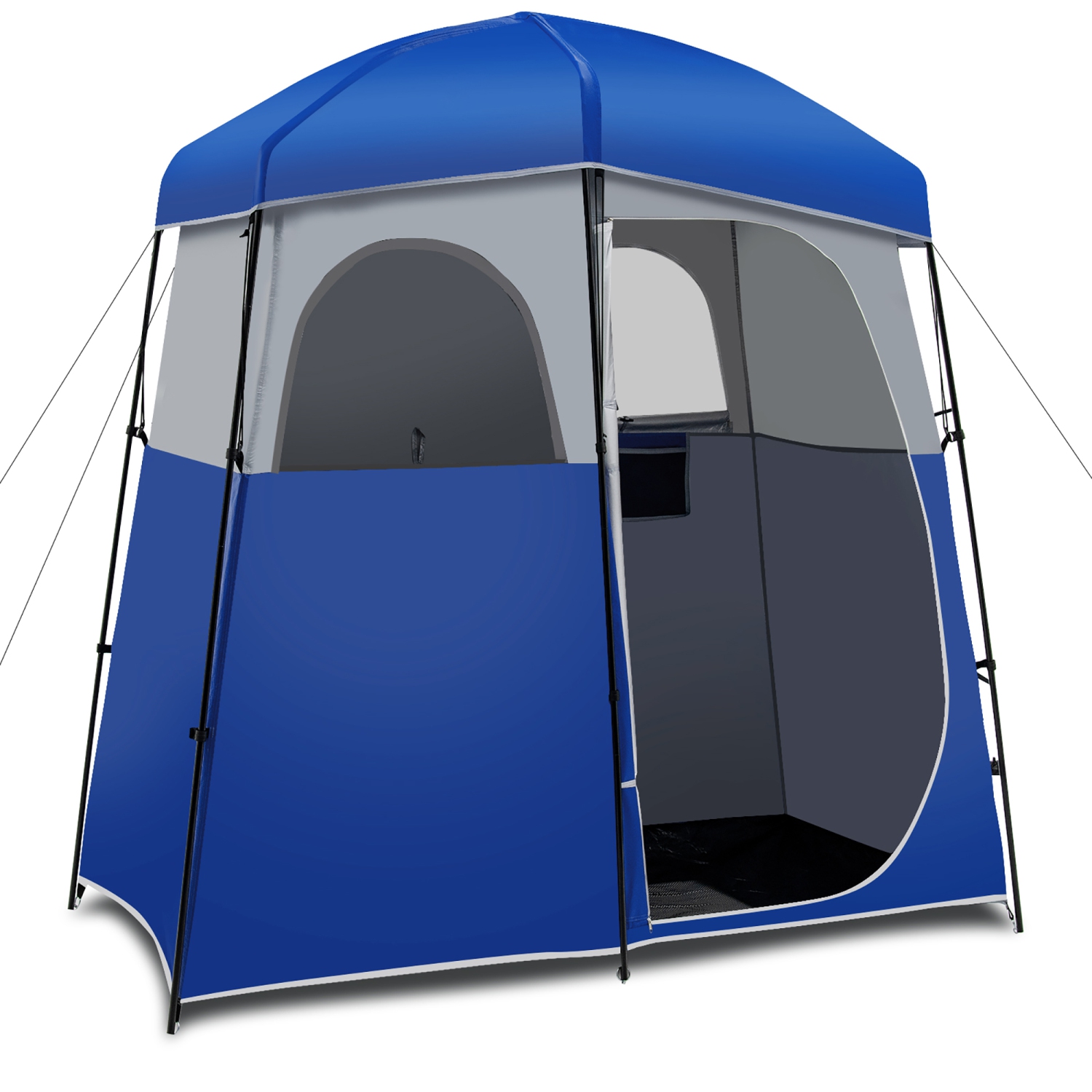 Costway Double-Room Camping Shower Toilet Tent with Floor Oversize Portable Storage Bag