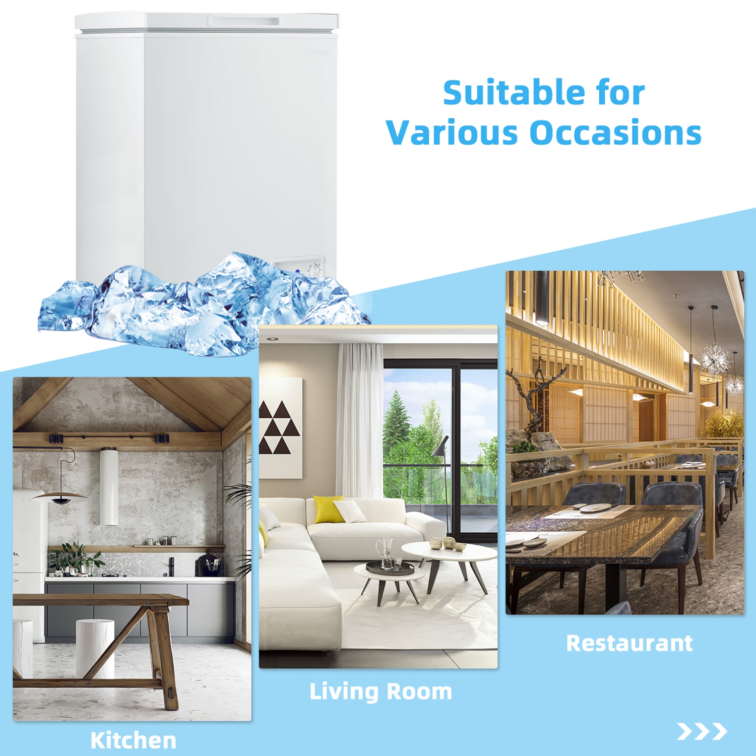 Costway 3.5 Cubic Feet Chest Freezer w/Removable Storage Basket Deep Freezer