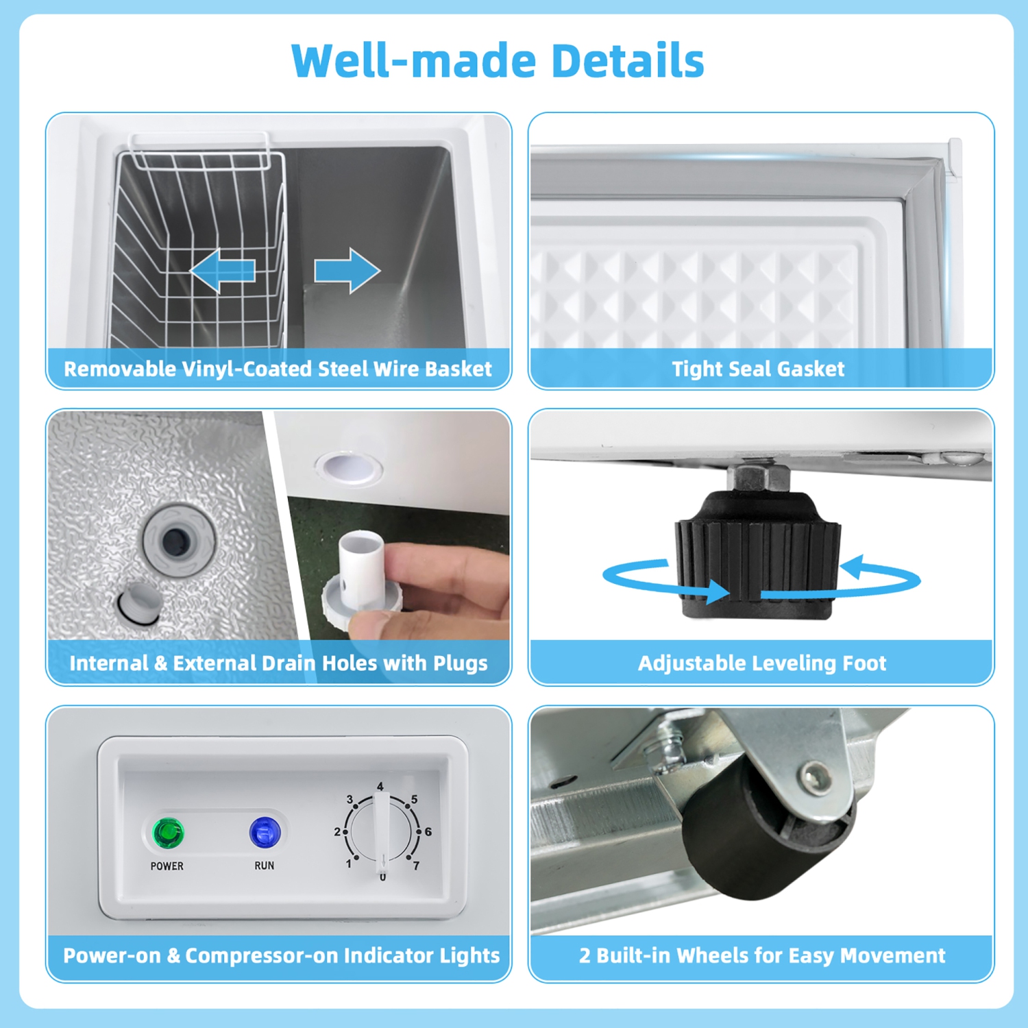 Costway 3.5 Cubic Feet Chest Freezer w/Removable Storage Basket Deep Freezer