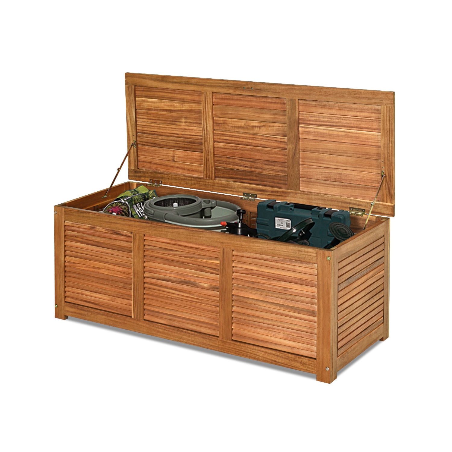 Costway 46 Gallon Deck Storage Acacia Wood Organization Toys Cushions Tools
