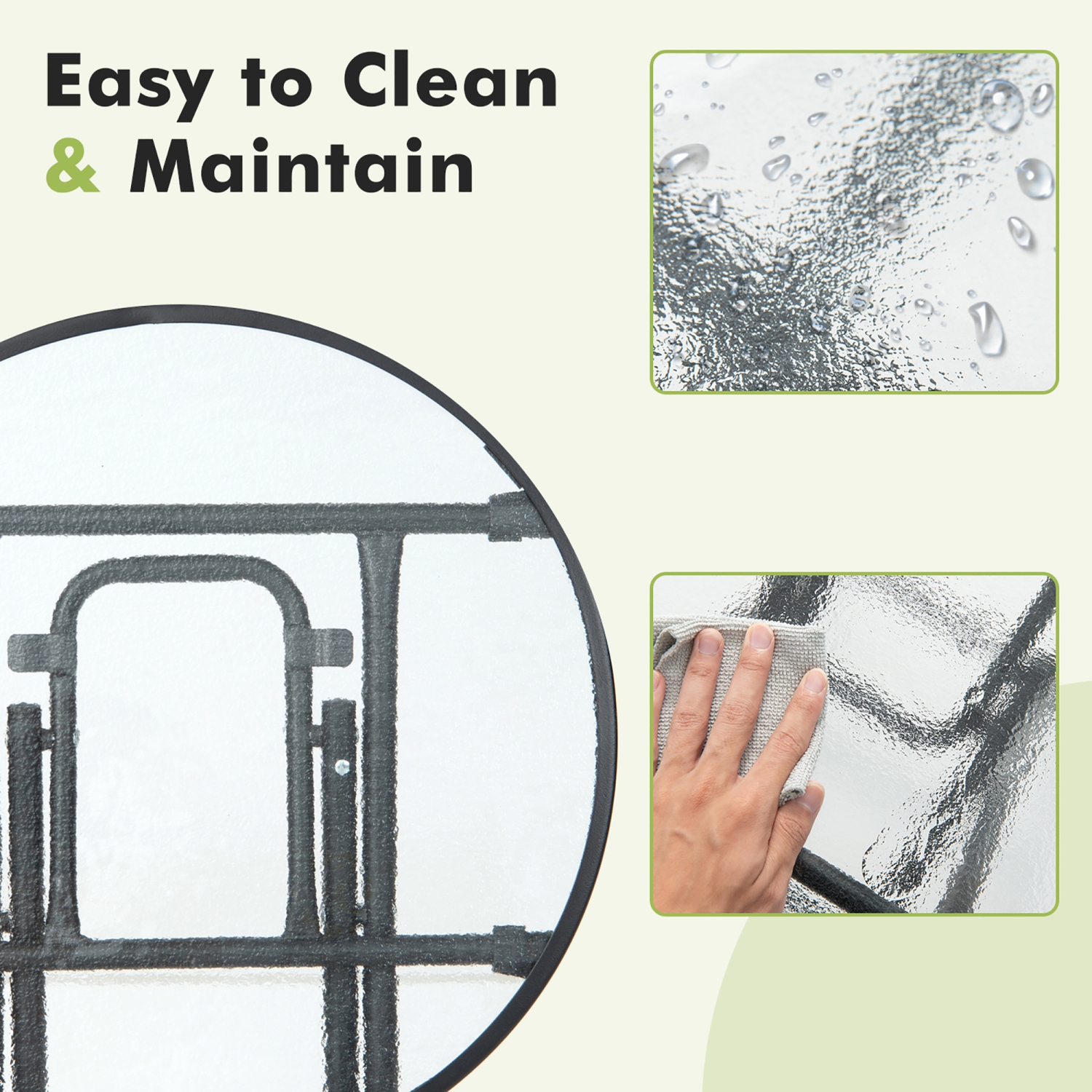 Costway Patio Folding Round Glass Side Table Bistro Coffee Table Plant Stand