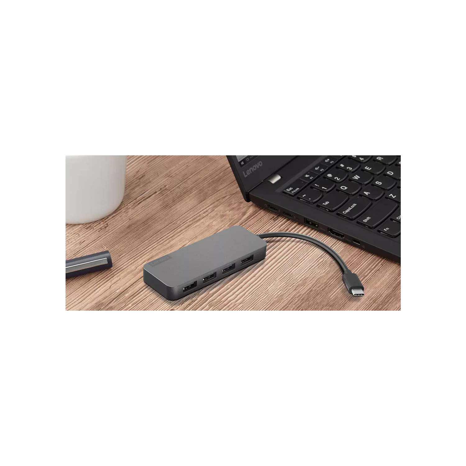 0,1&nbsp;m USB-C à 4 ports USB-A de Lenovo - Gris fer (4X90X21427)