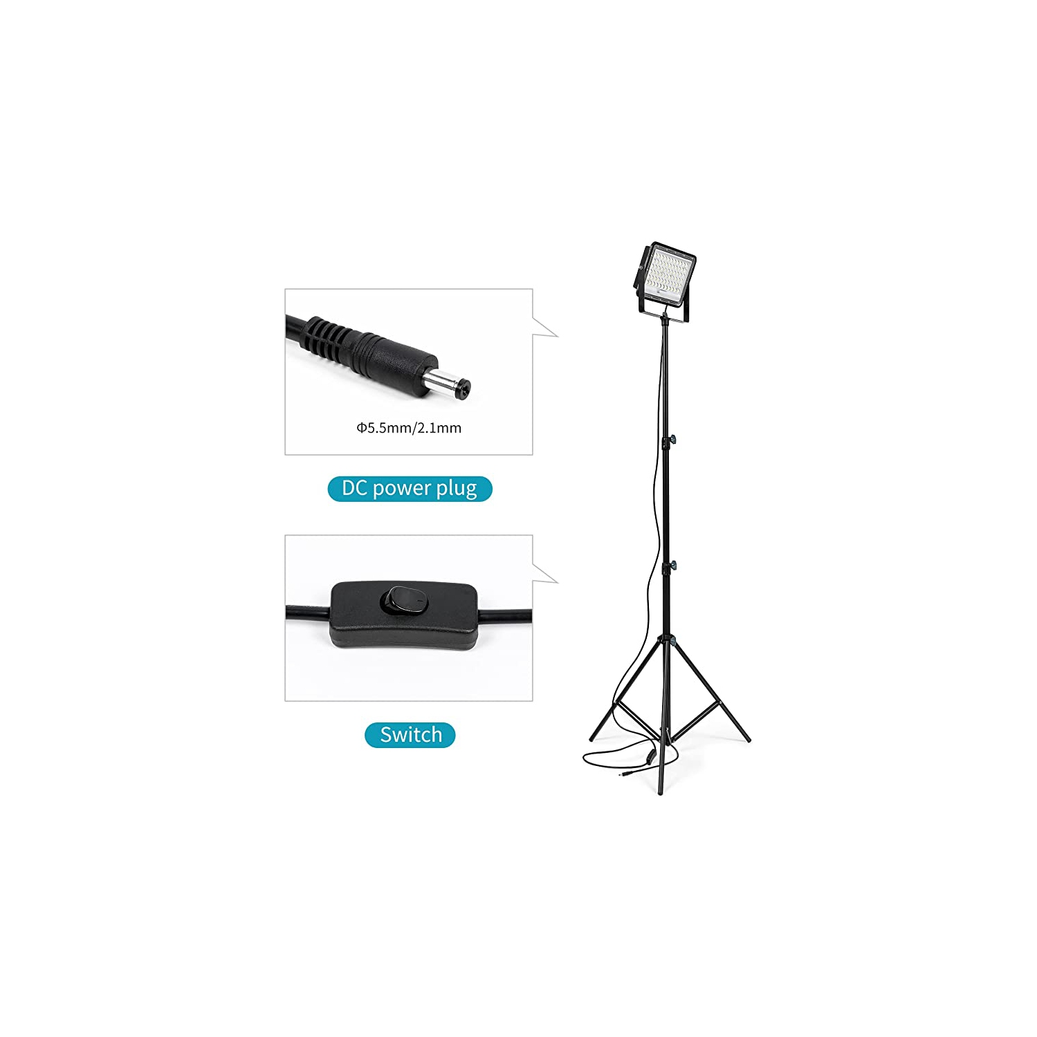 Projecteur LED réglable portable ROCKSOLAR 20W avec support télescopique