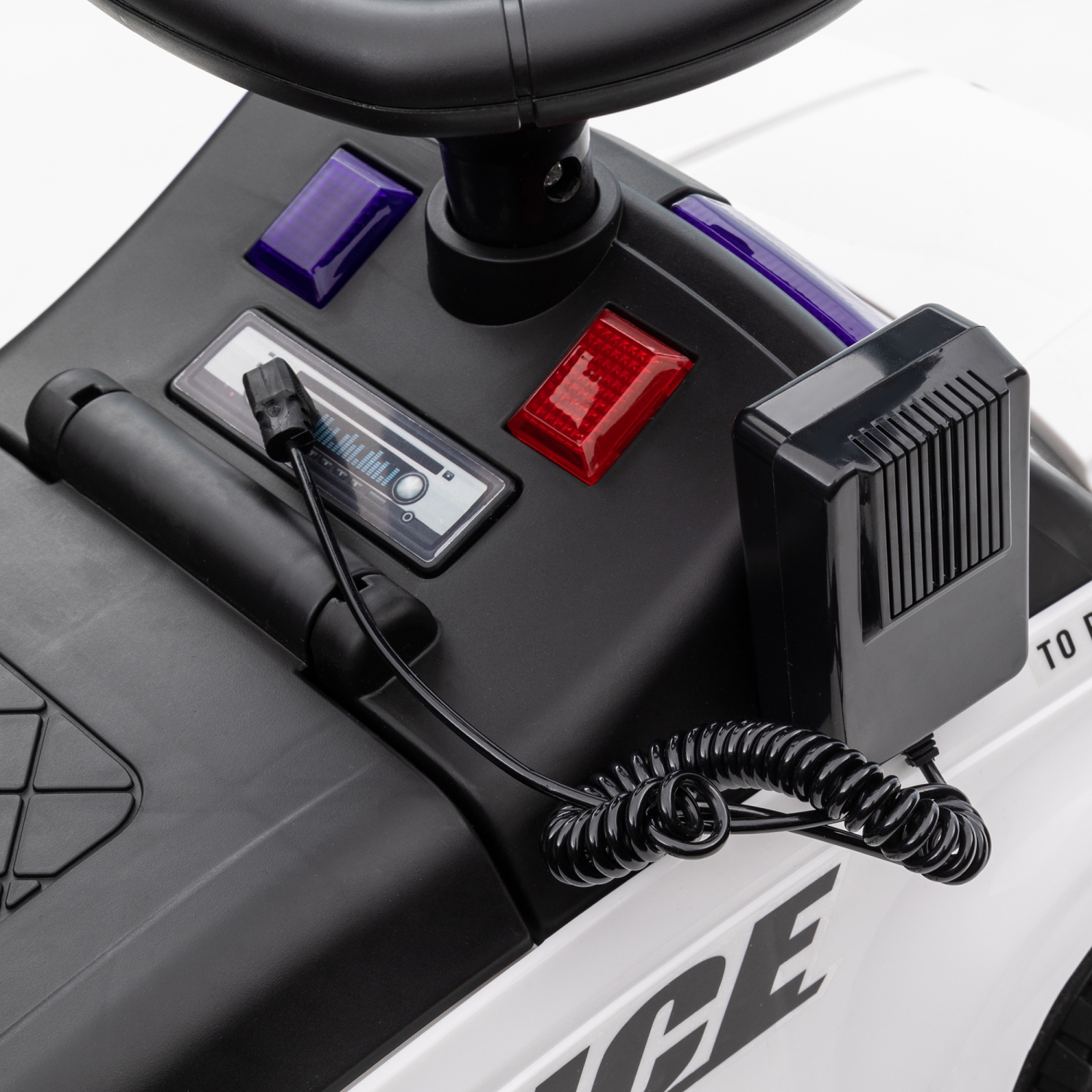 Aosom Voiture coulissante pour enfants avec rangement caché sous le siège, voiture de police pour tout-petit avec mégaphone, dispositif anti-dumping,