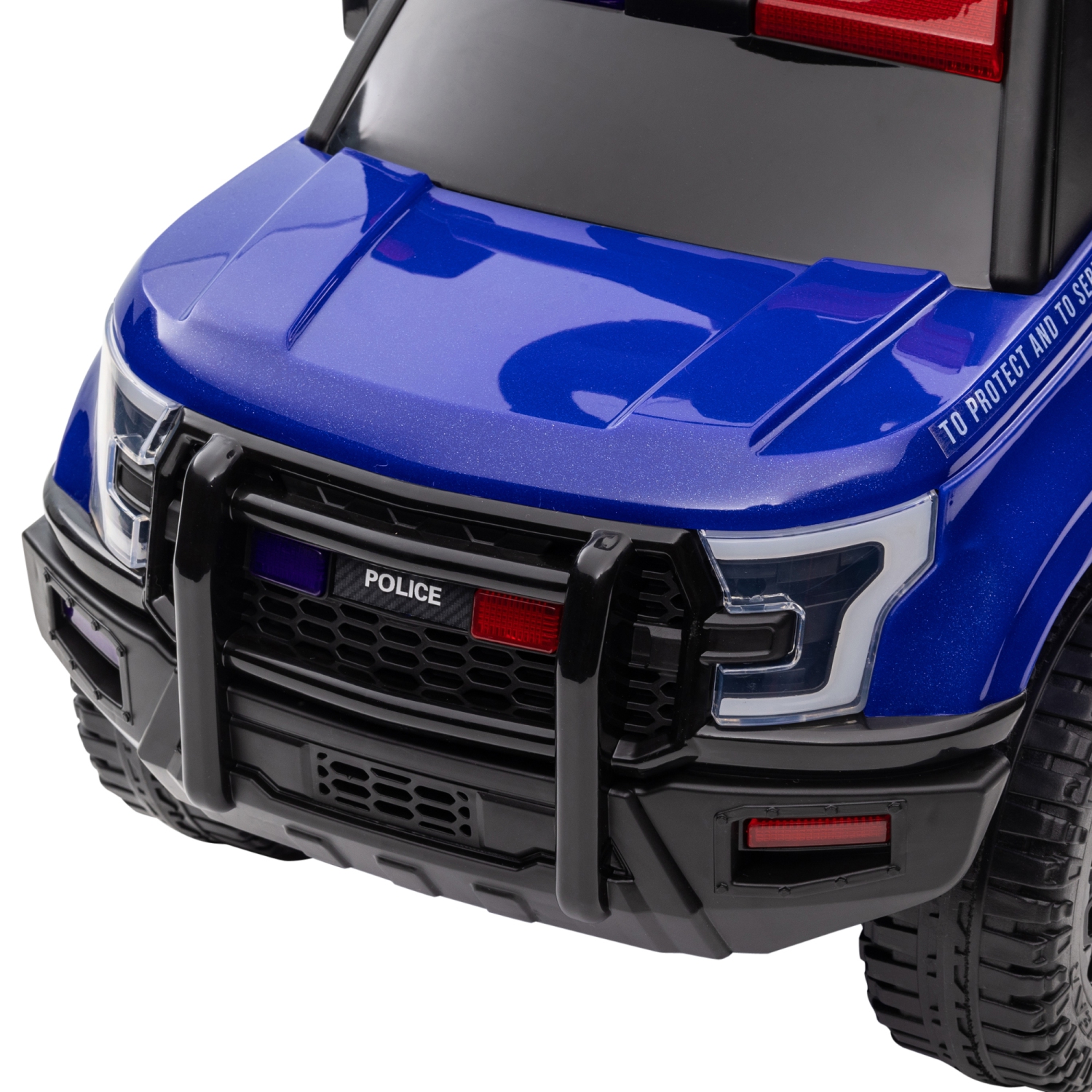 Aosom Voiture coulissante pour enfants avec rangement caché sous le siège, voiture de police pour tout-petit avec mégaphone, dispositif anti-dumping,