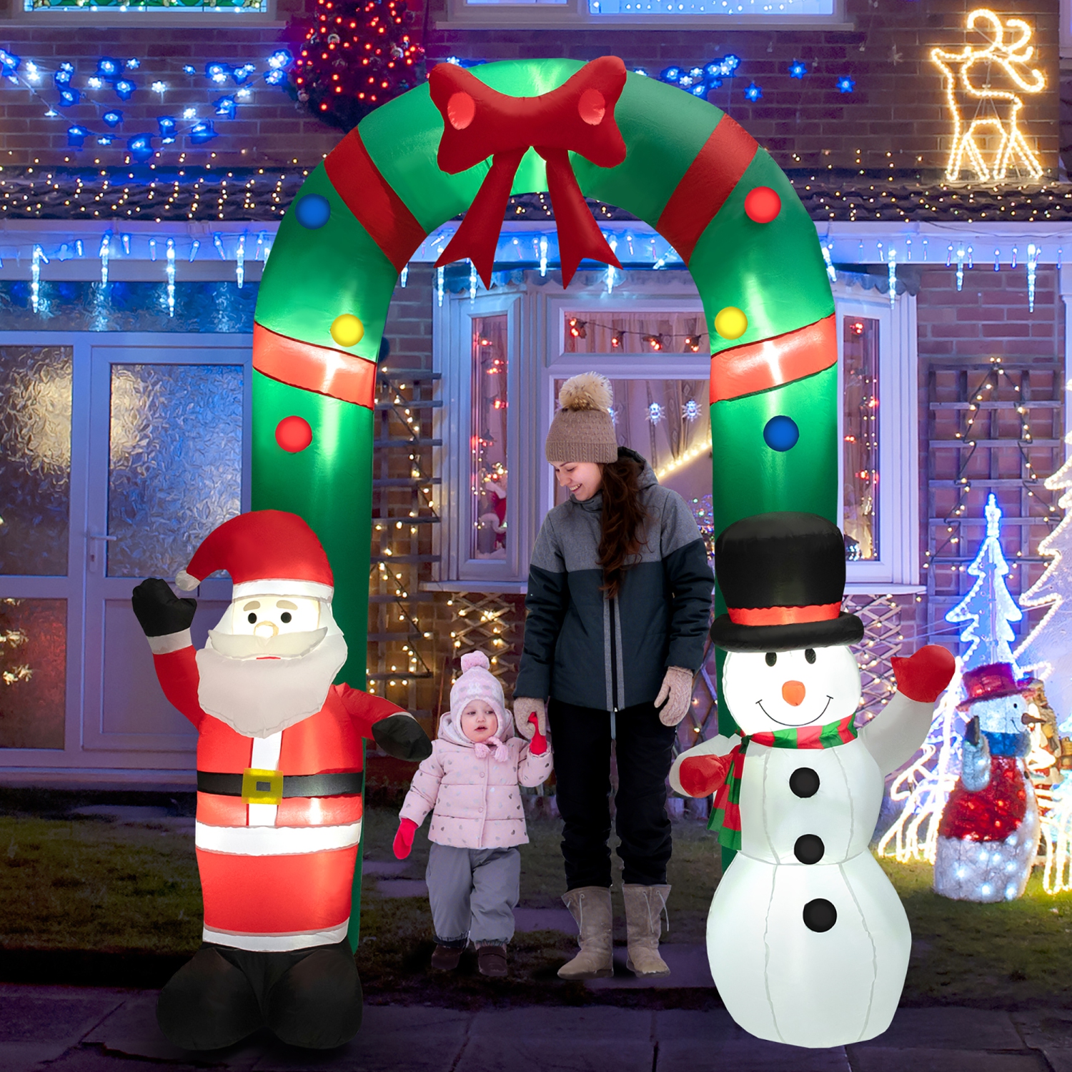 Gymax 8FT Tall Inflatable Archway Christmas Welcoming Decor w/ Bright LED Lights