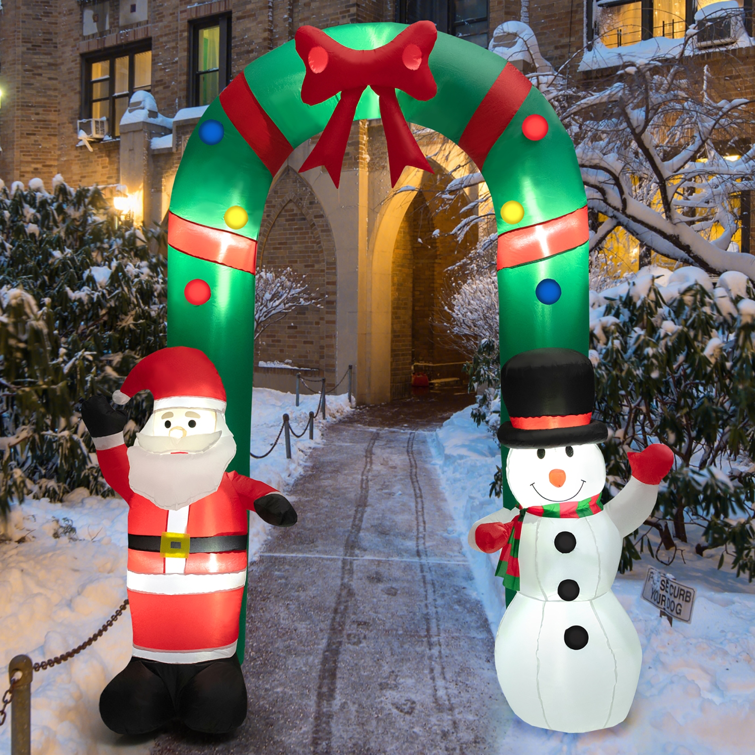 Gymax 8FT Tall Inflatable Archway Christmas Welcoming Decor w/ Bright LED Lights