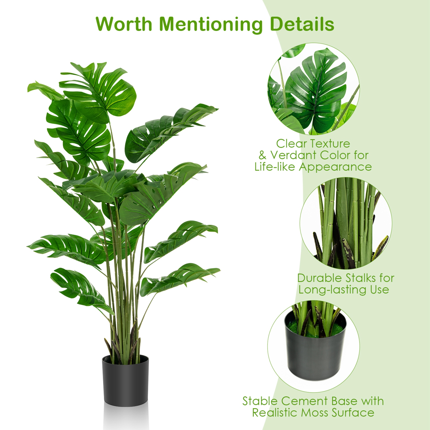 Gymax 2-Pack 5 ft Artificial Tree Potted Fake Faux Monstera Deliciosa Plant Home Office