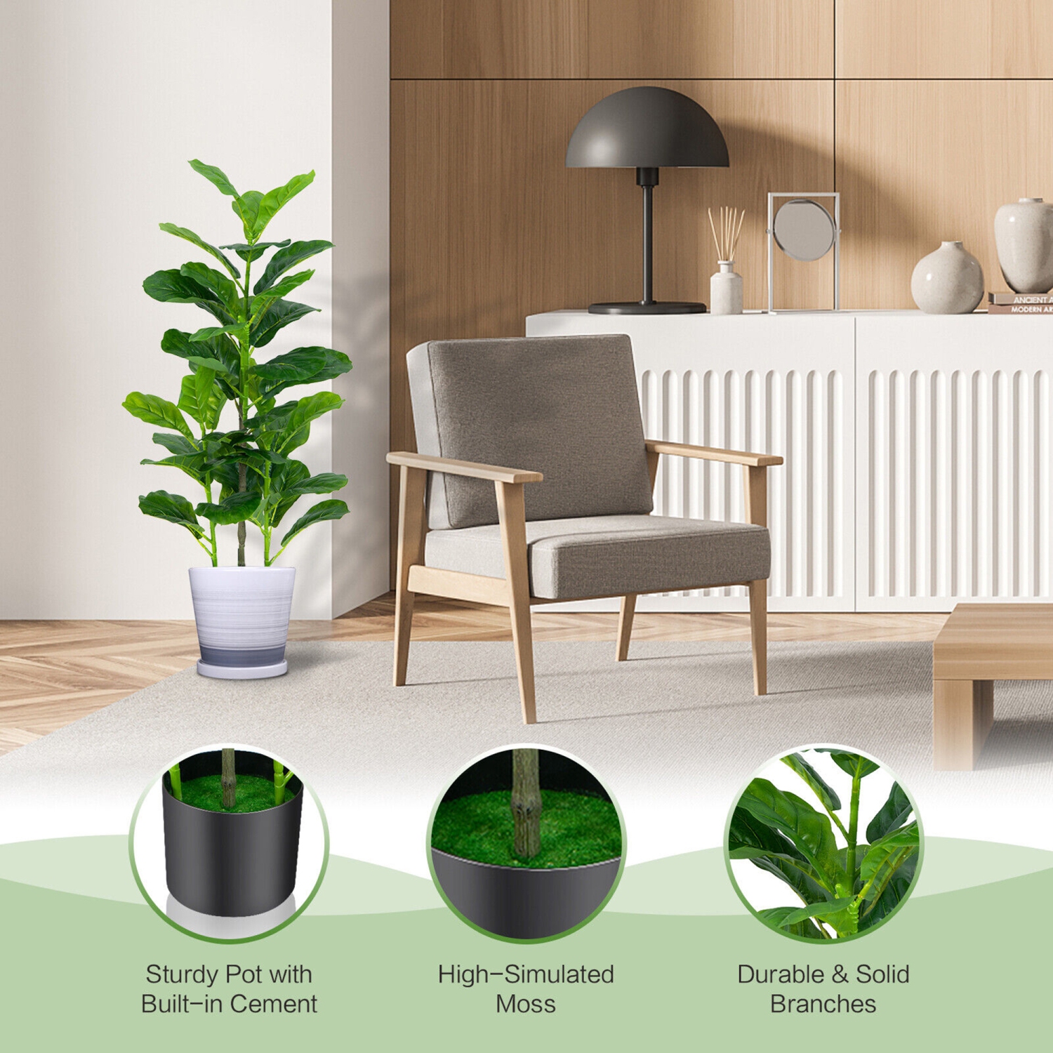 Gymax Artificial Tree 2-Pack Artificial Fiddle Leaf Fig Tree forIndoor & Outdoor