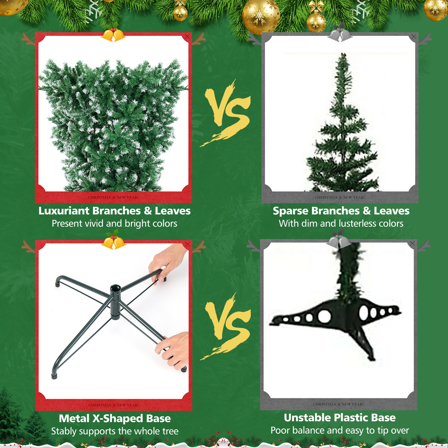 Gymax 7.5FT Pre-Lit Snowy Inverted Christmas Tree Artificial Tree w/ 400 LED Lights