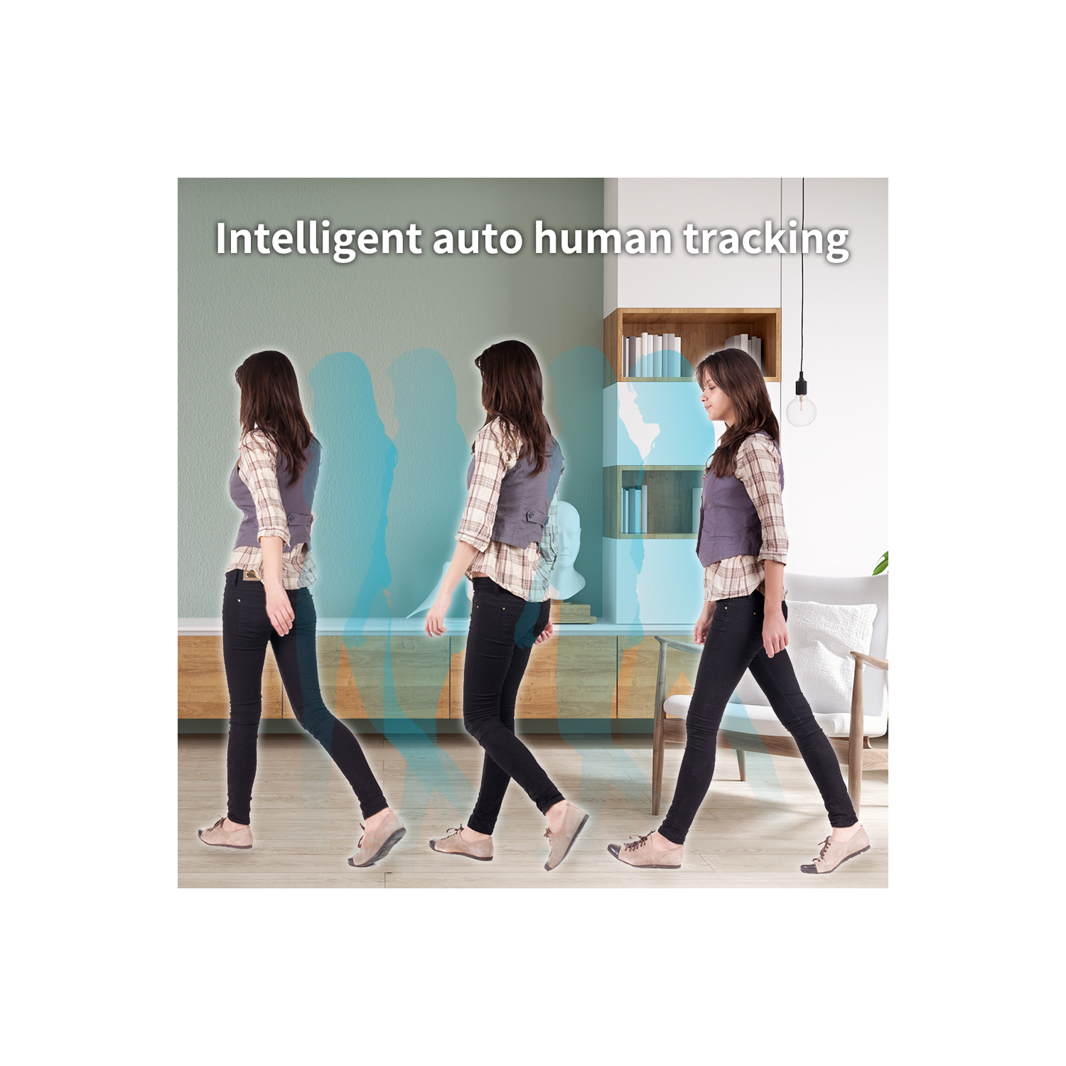 SpotCam Eva 2 Wireless Home Security Camera, 1080p, Indoor, Night Vision, Two-Way Talk, Motion & Sound Alert, Pan/Tilt, Automatic Human Tracking,