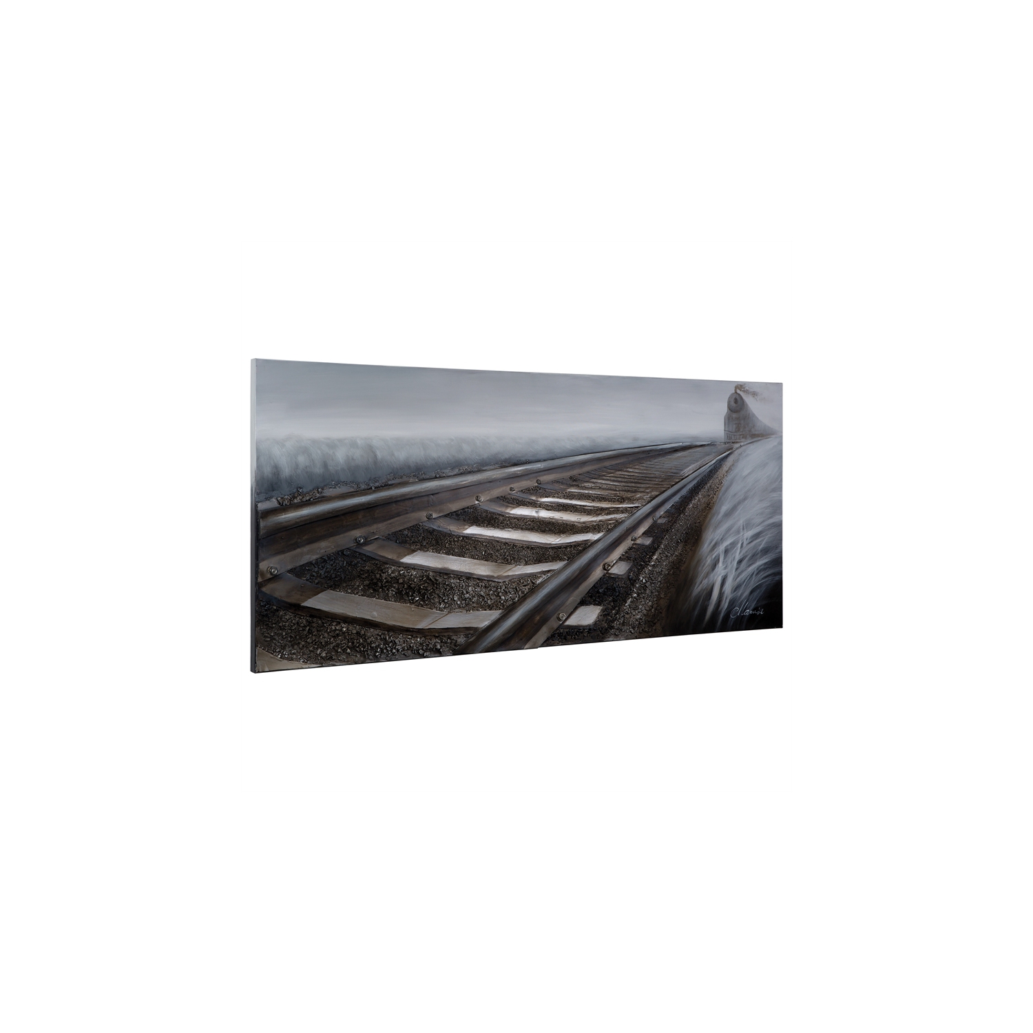 Yosemite Home Decor "Rip Track" Wood Gallery Wrapped Wall Art in Gray
