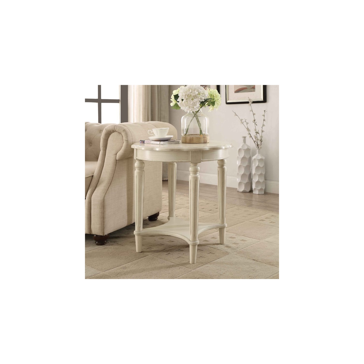 ACME Fordon End Table in Antique White