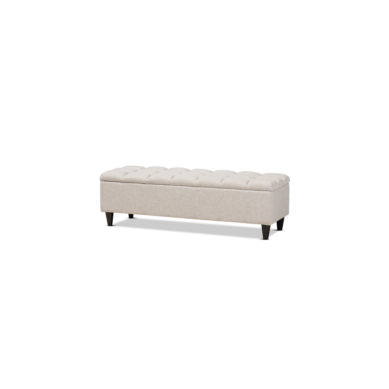 Baxton Studio Brette Beige Upholstered Dark Brown Wood Bench Ottoman