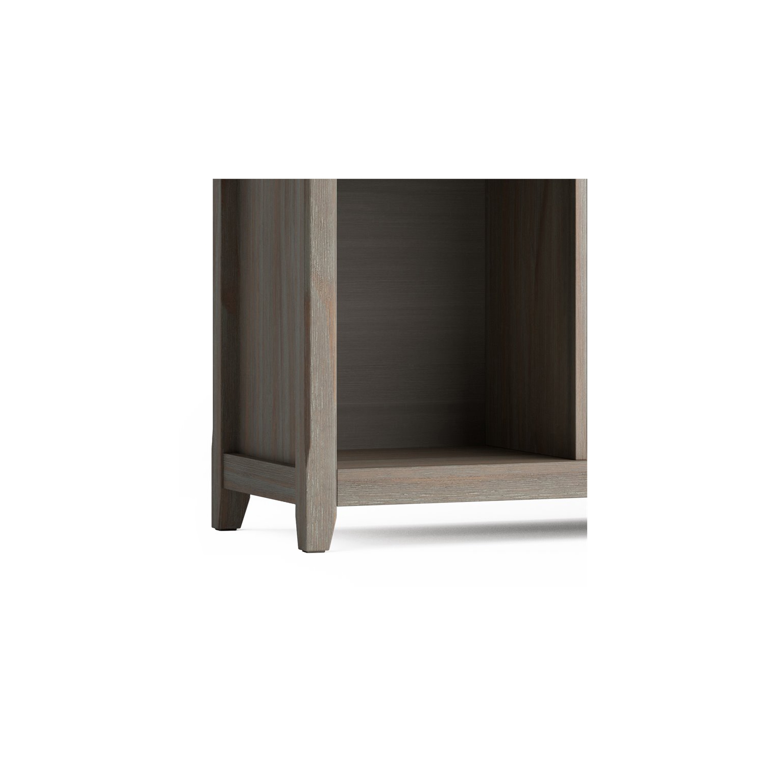 Simpli Home Amherst Transitional Solid Wood 8 Cube Bookcase in Distressed Gray