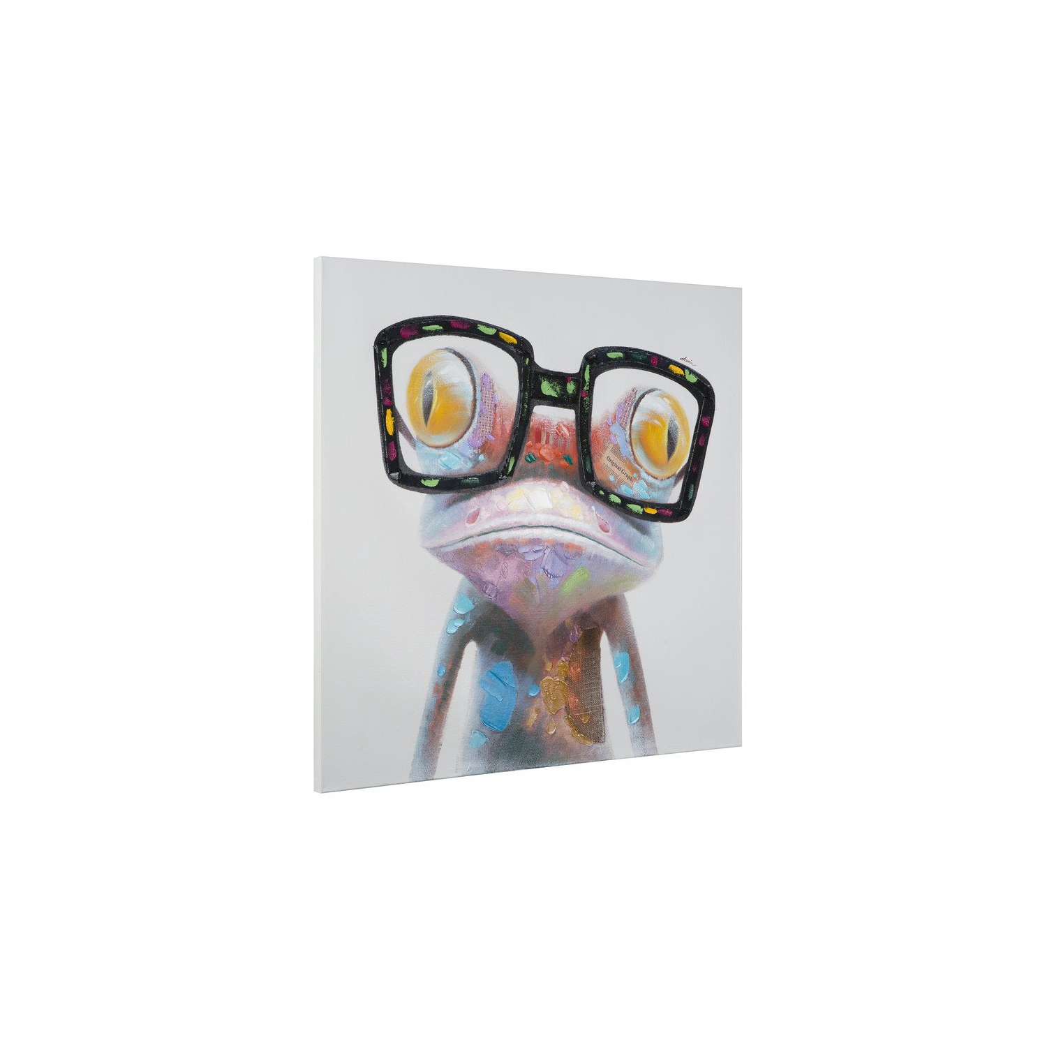 Yosemite Home Decor "Hipster Froggy II" Wood Wrapped Wall Art in Multi-Color