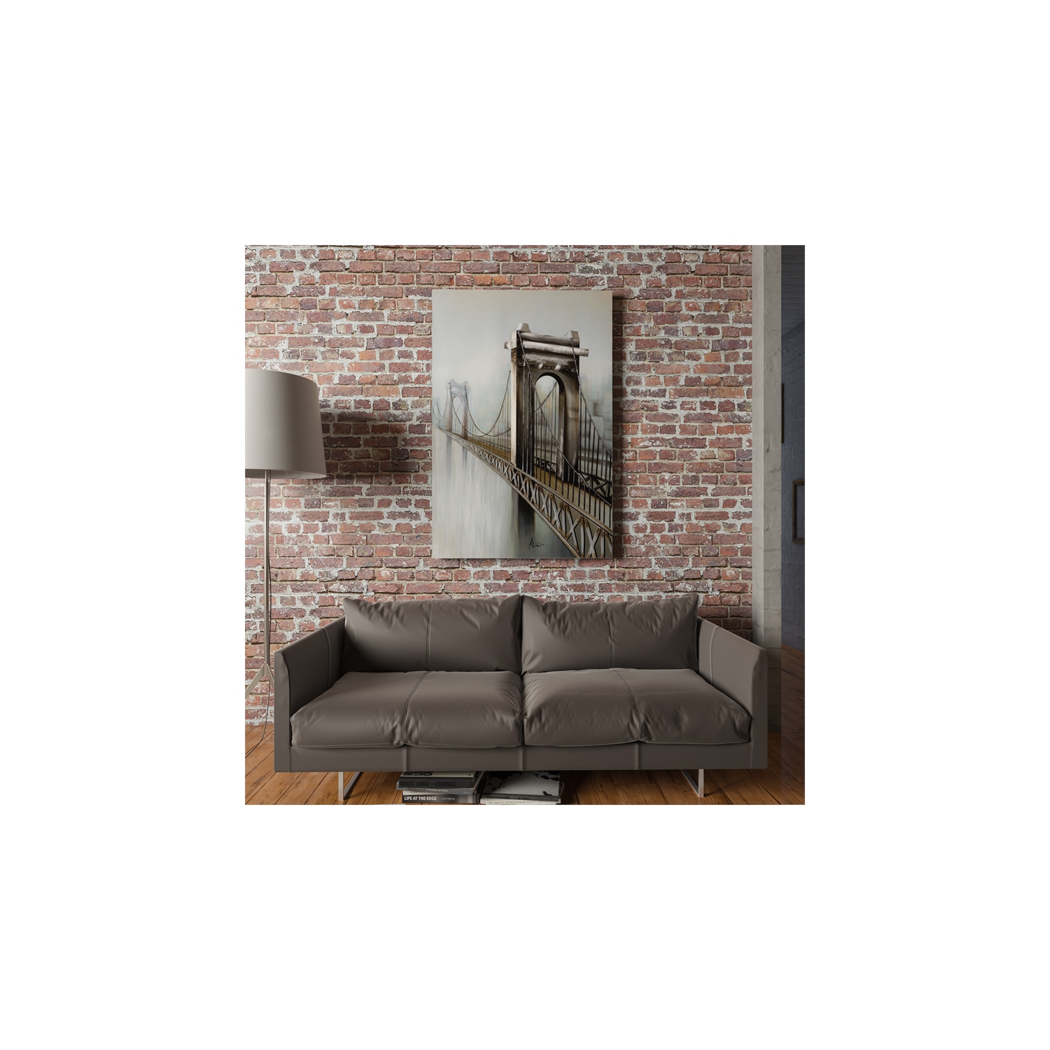 Yosemite Home Decor "Gateway to the City" Wood Gallery Wrapped Wall Art in Gray