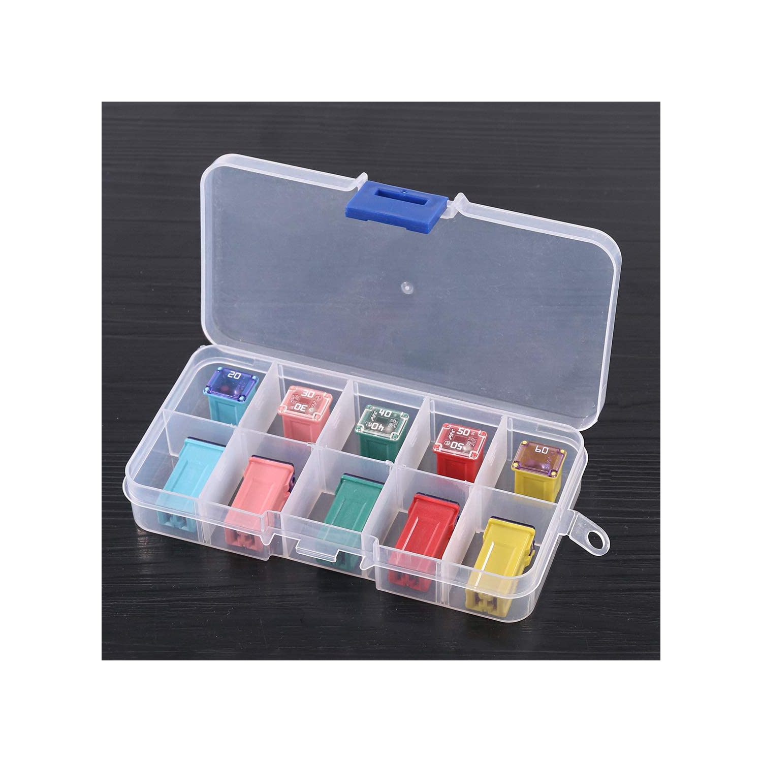 10Pcs Automotive Low and Tall/Standard Profile Box Shaped Fuse 20A 30A 40A 50A 60A Fuse Assortment Kit for Ford, Chevy/GM, Nissan, and Toyota Pickup