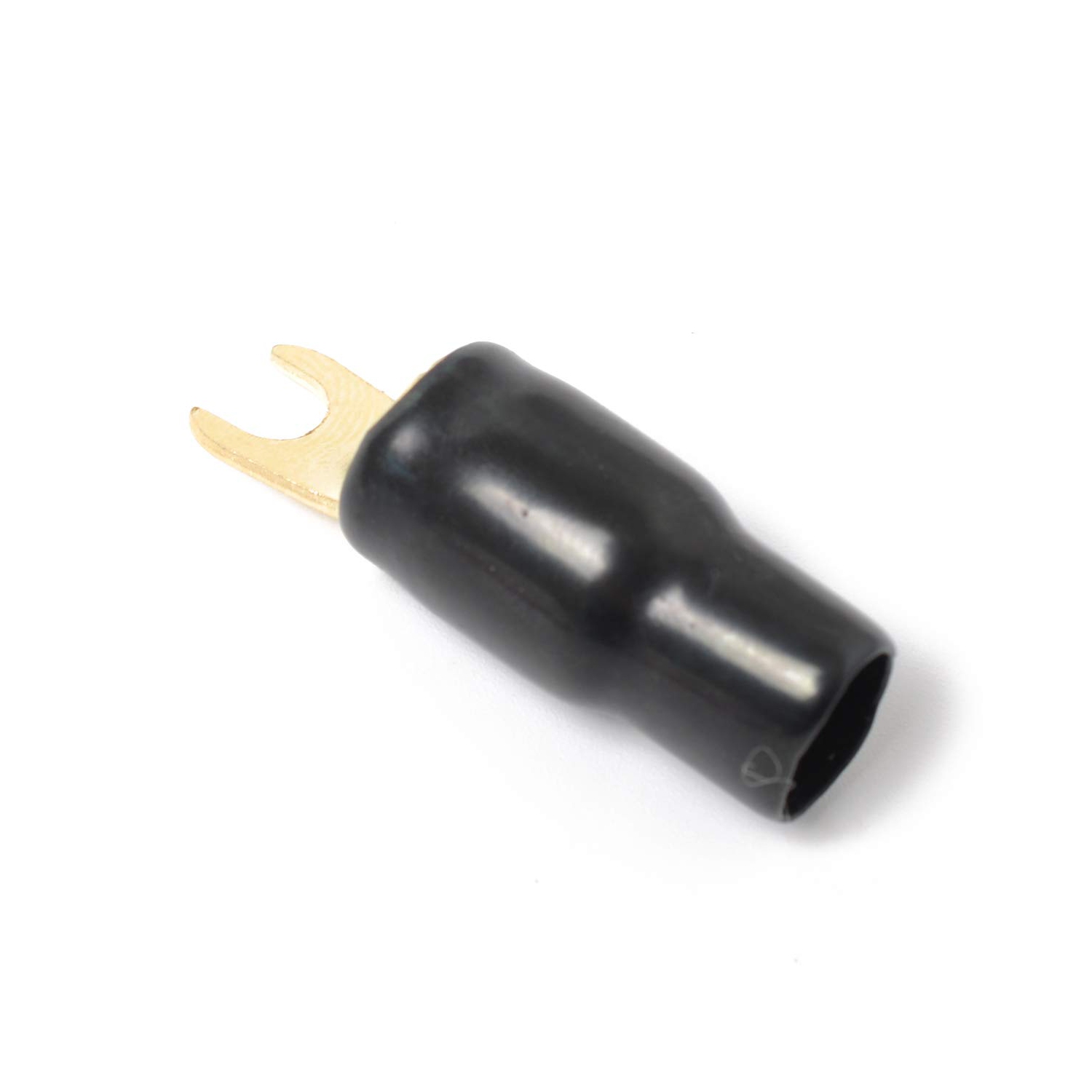 5 Pairs Copper Gold Plated 4 Gauge Strip Spade Terminal Spade Fork Adapters Connectors Plugs Crimp Barrier Spades for Speaker Wire Cable Terminal