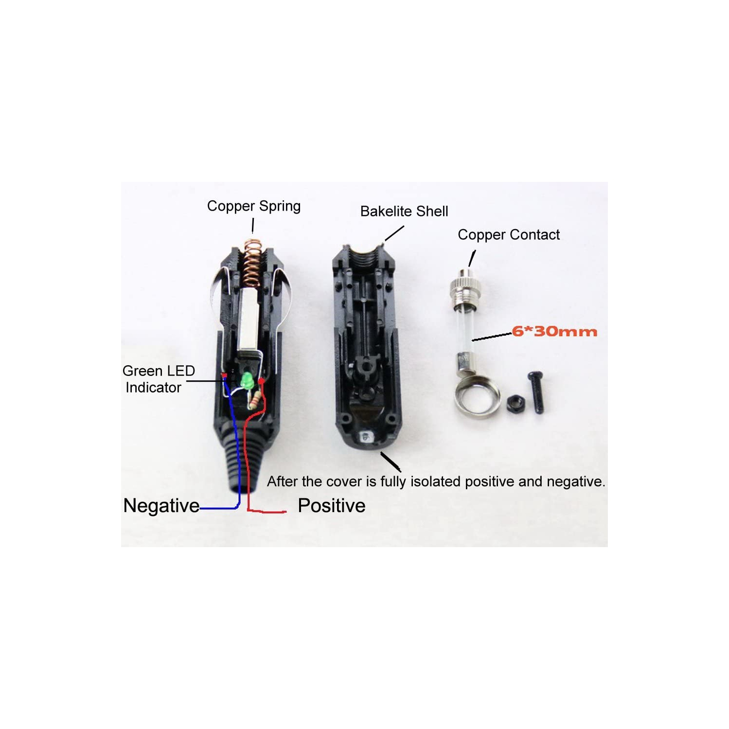 12V 24V Fused Car Replacement Cigarette Lighter Male Plug Power Adapter Extension Cable with Leads 15Amp 20A Fuse & LED Light