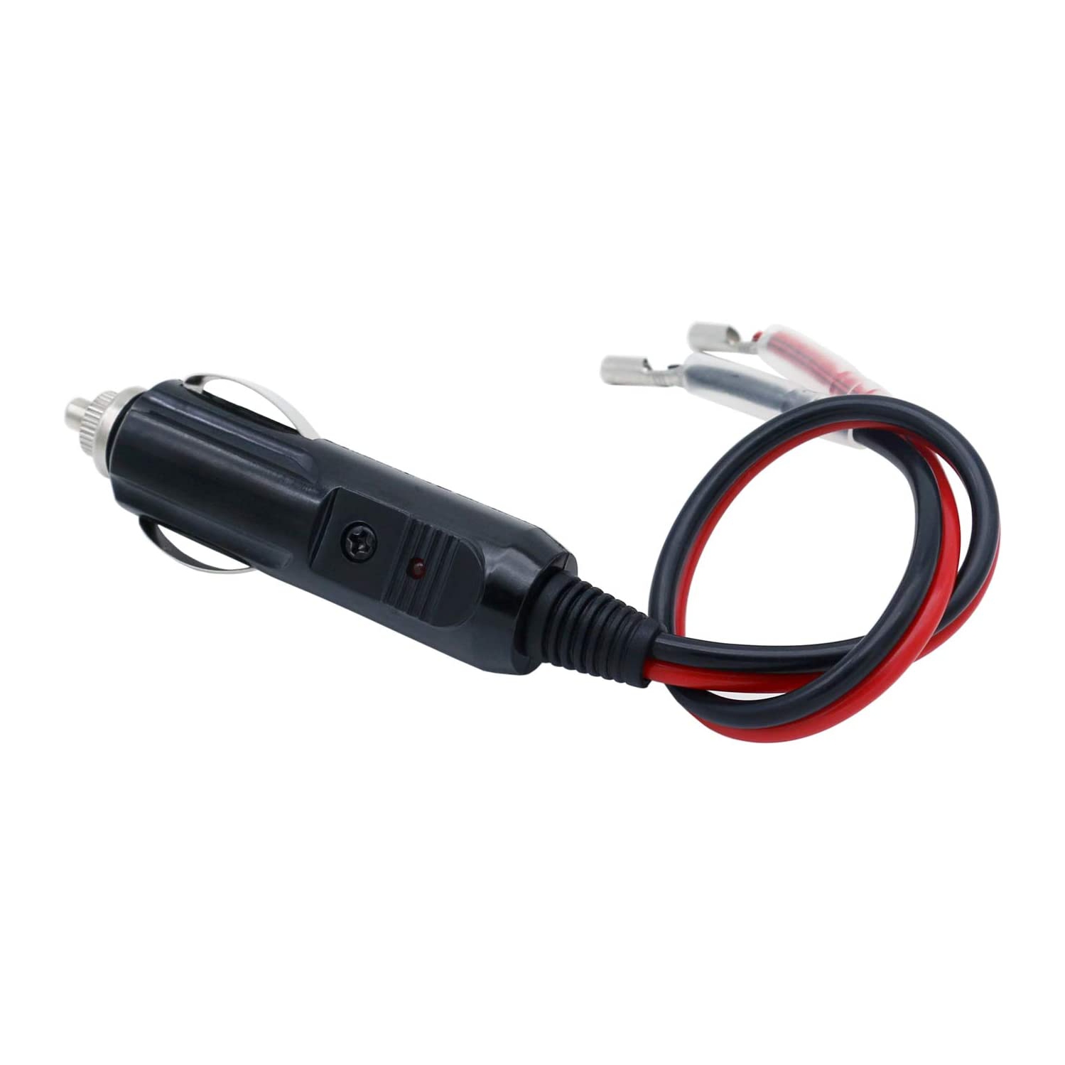 12V 24V Fused Car Replacement Cigarette Lighter Male Plug Power Adapter Extension Cable with Leads 15Amp 20A Fuse & LED Light