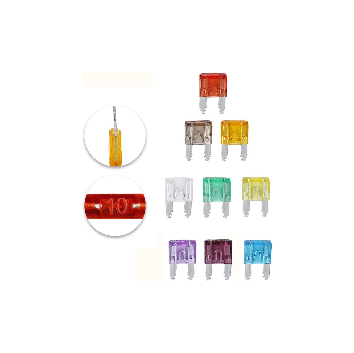 90pcs Mini Blade Fuse Assortment Auto Car Motorcycle SUV Fuses Kit 5A 7.5A 10A 15A 20A 25A 30A 35A 40A