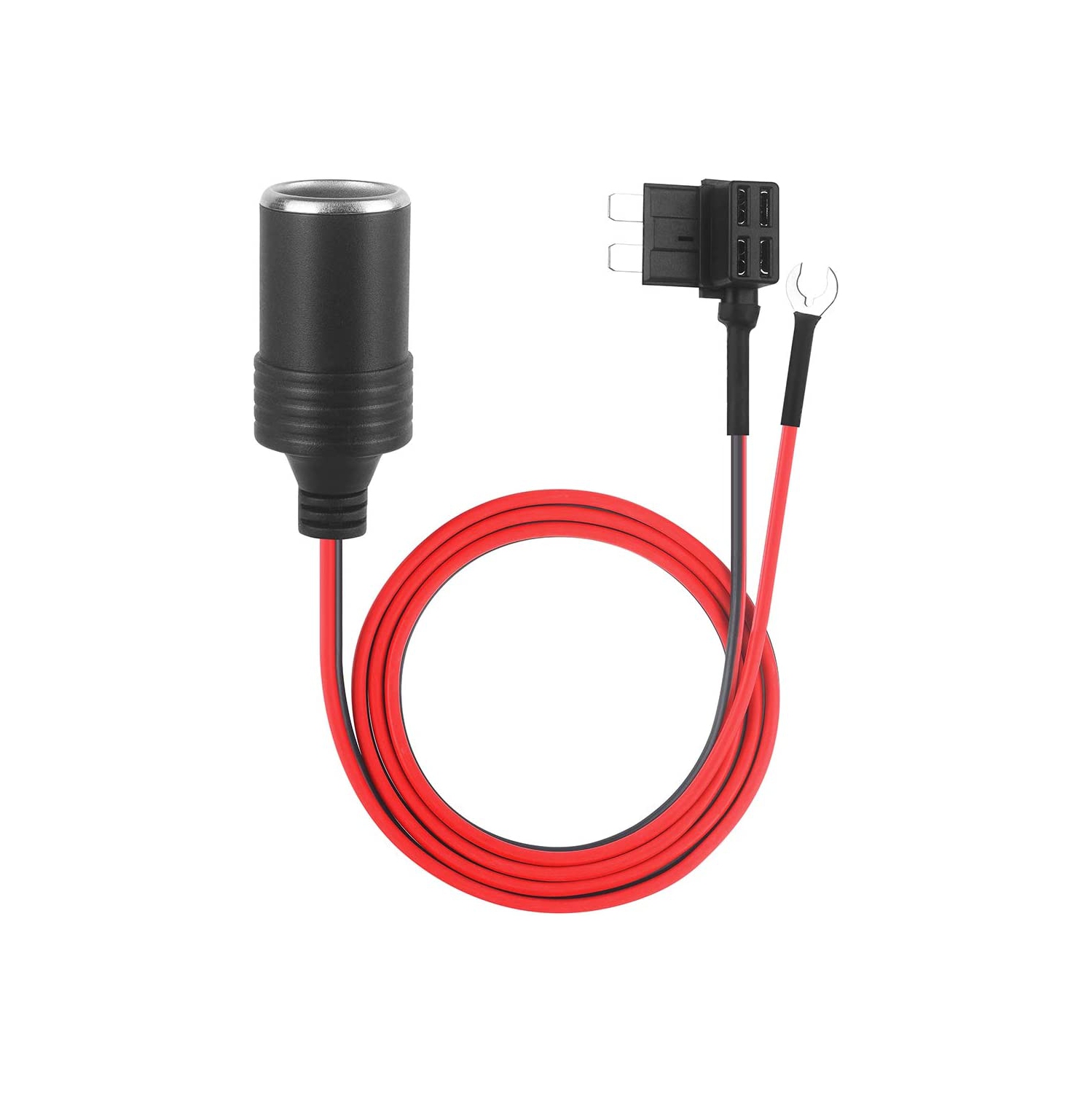 Allume-cigare de 1 m avec trousse fusibles pour allume-cigare de voiture Adaptateur de PRISE de COURANT de 1 mm avec porte-fusible de 12 V pour