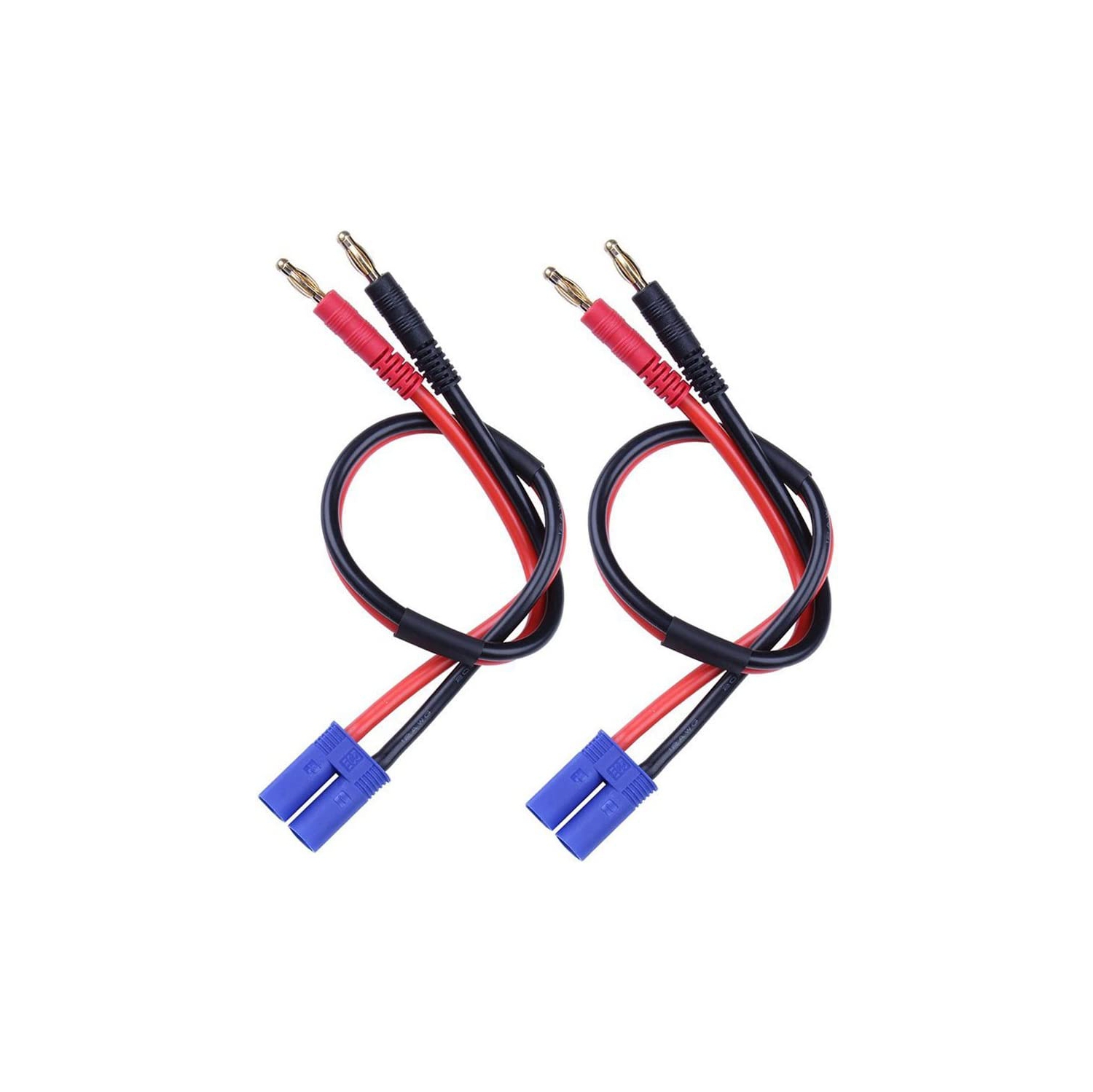 RC 2 pcs EC5 Male to 4.0mm Banana Connector with Silicone Cable Charger Wire Lipo Battery Connect Cable for FPV RC Power Supply