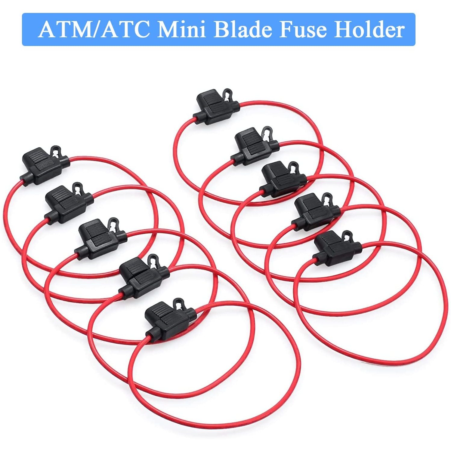 10PCS Inline Fuse Holder ATM Waterproof Mini Blade Automotive Wire Fuse Holder 14 AWG for 12V 20A Fuses Car Boat RV