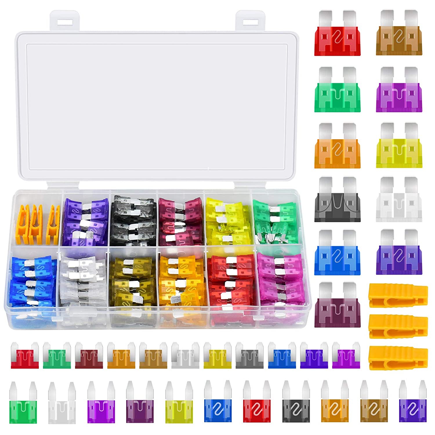 330 PCS Car Fuses Assortment Kit,Car Blade Fuses Set with Fuses Puller - Standard & Small & Mini Size(2A/3A/5A/7.5A/10A/15A/20A/25A/30A/35A/40A) Car